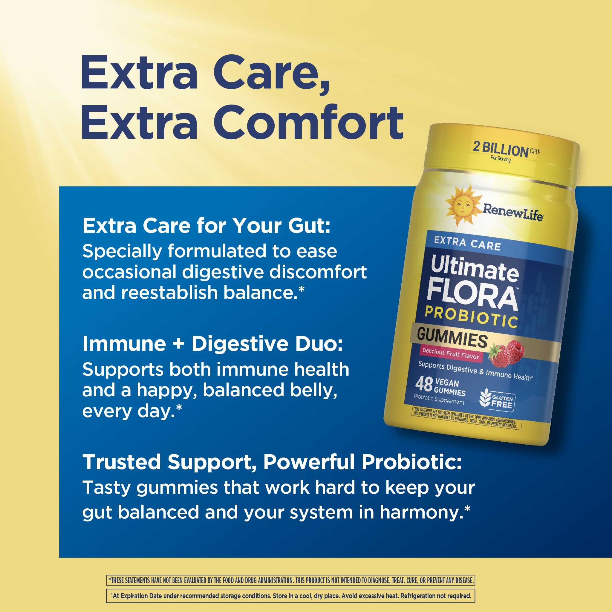 Renew Life Extra Care Probiotic Gummies bottle with lid open
