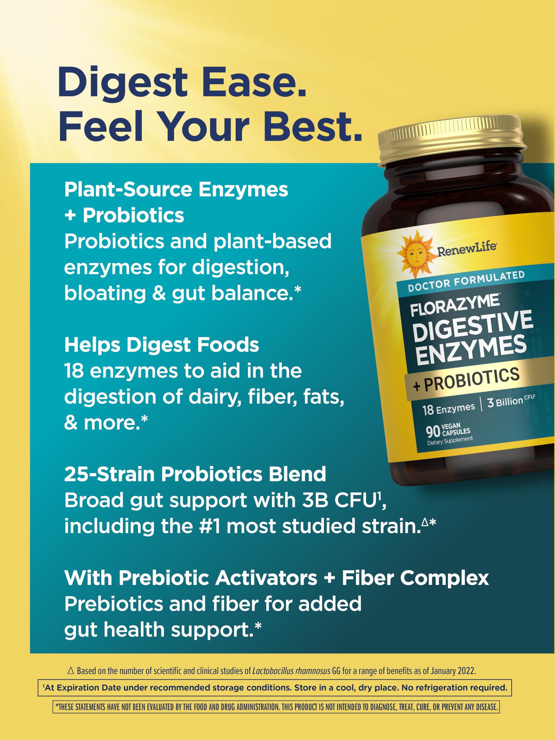 Renew Life Florazyme ingredients list on packaging