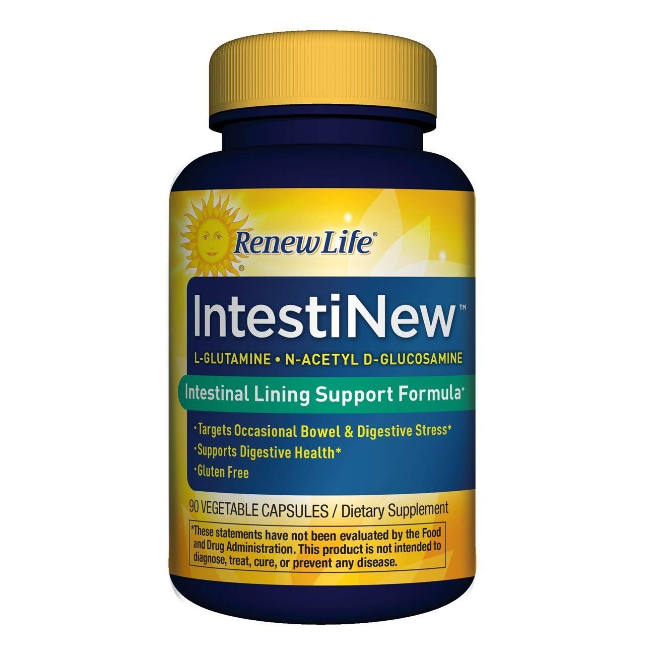 Renew Life IntestiNew L-Glutamine 90 capsules bottle front view