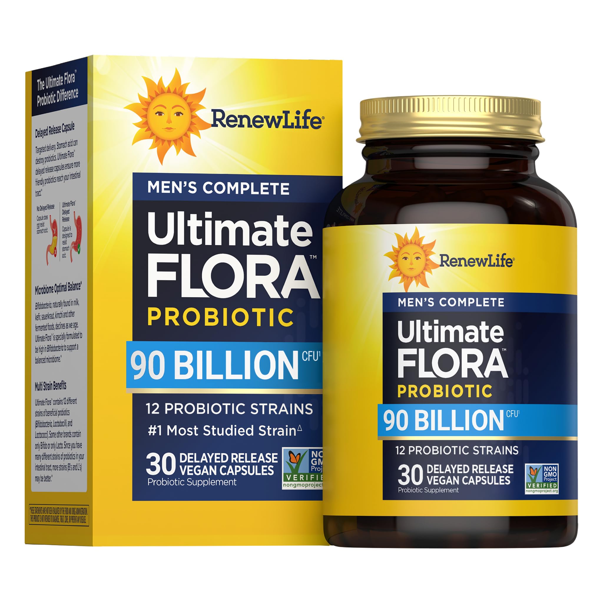 Renew Life Men's Care Probiotic Capsules 90 Billion CFU front view
