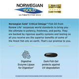 Renew Life Norwegian Gold Critical Omega Softgels bottle with nutrition facts label