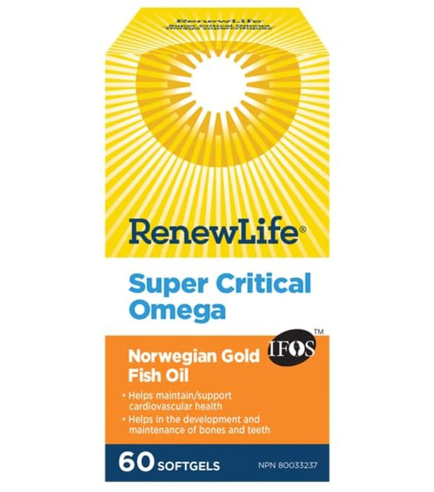 Renew Life Norwegian Gold Omega-3 Fish Oil softgel front view