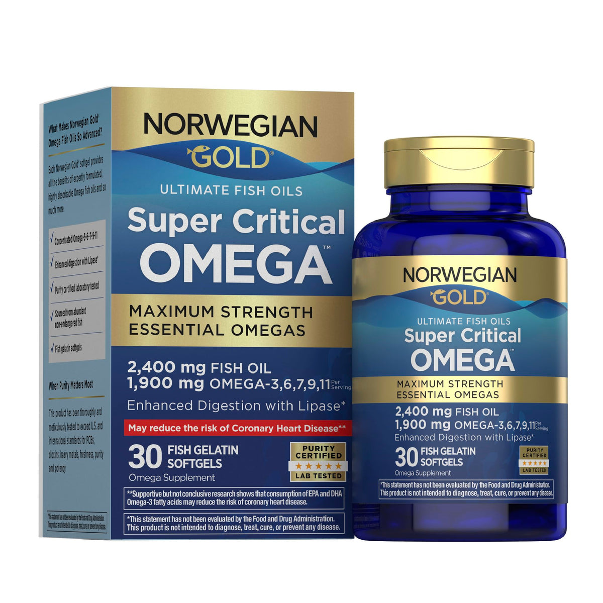 Renew Life Norwegian Gold Omega 3 Fish Oil Softgels 950mg front view