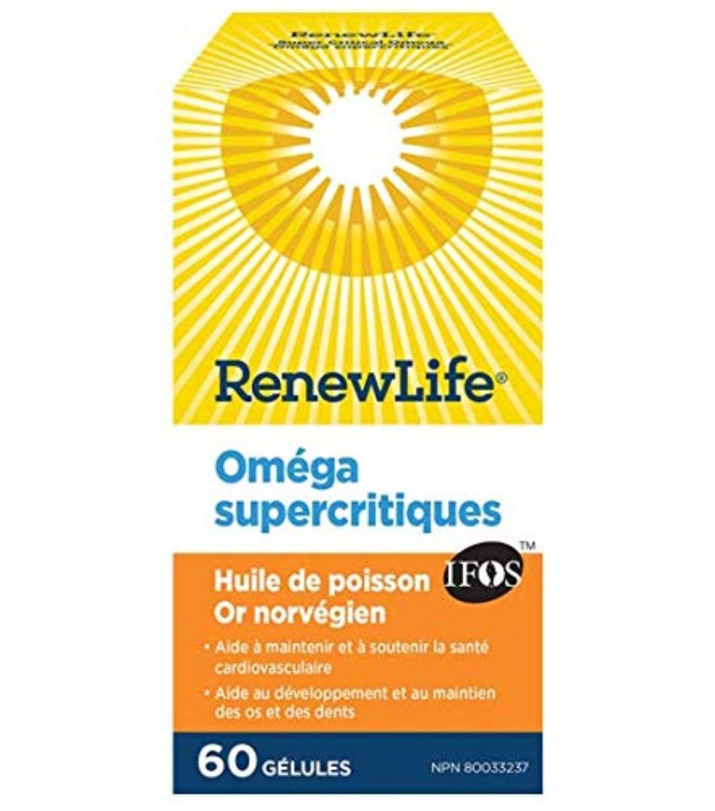 Renew Life Omega-3 Fish Oil bottle with label details