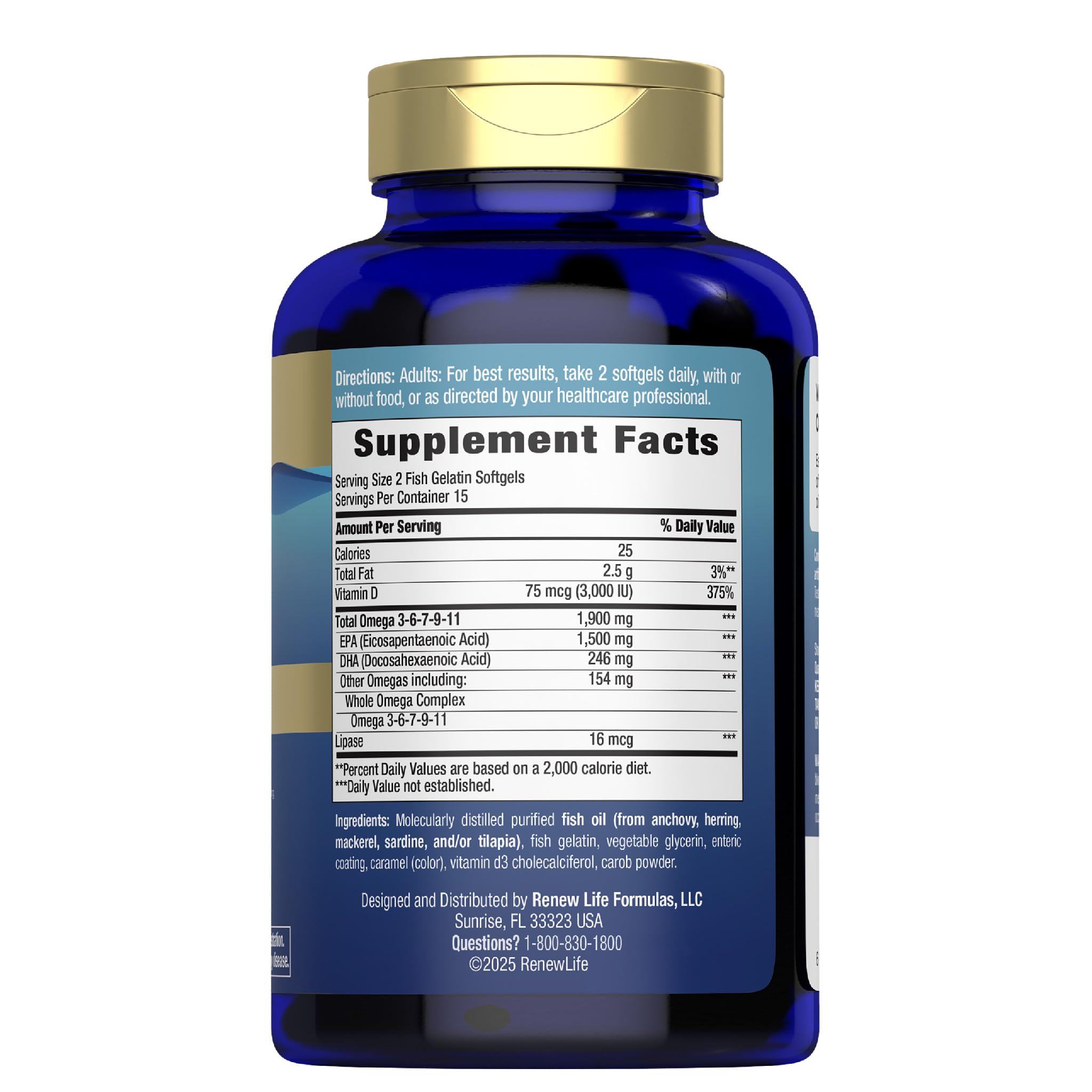 Renew Life Omega 3 Softgels 30-count bottle