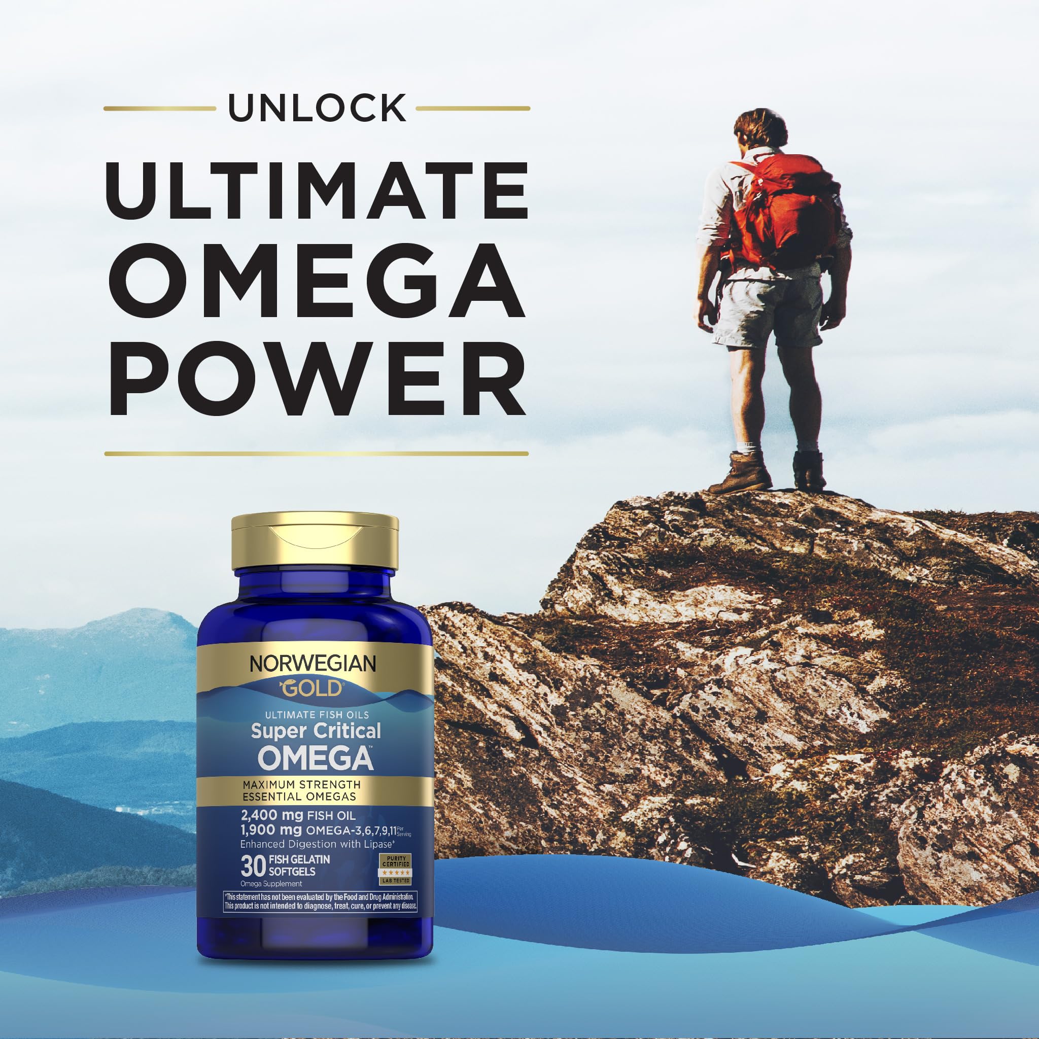 Renew Life Omega 3 Softgels on a wooden table