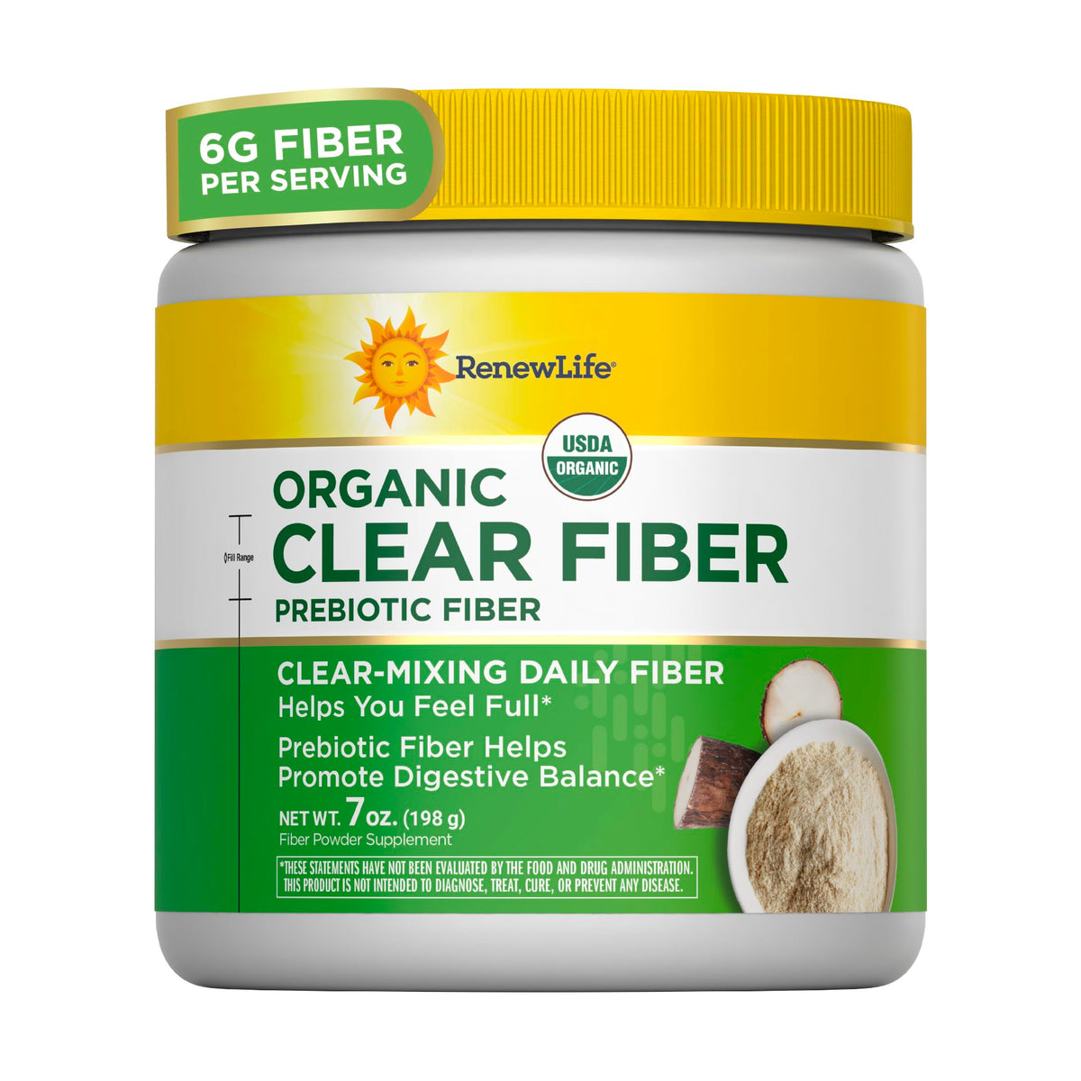 Renew Life Organic Prebiotic Fiber Supplement 200g front view