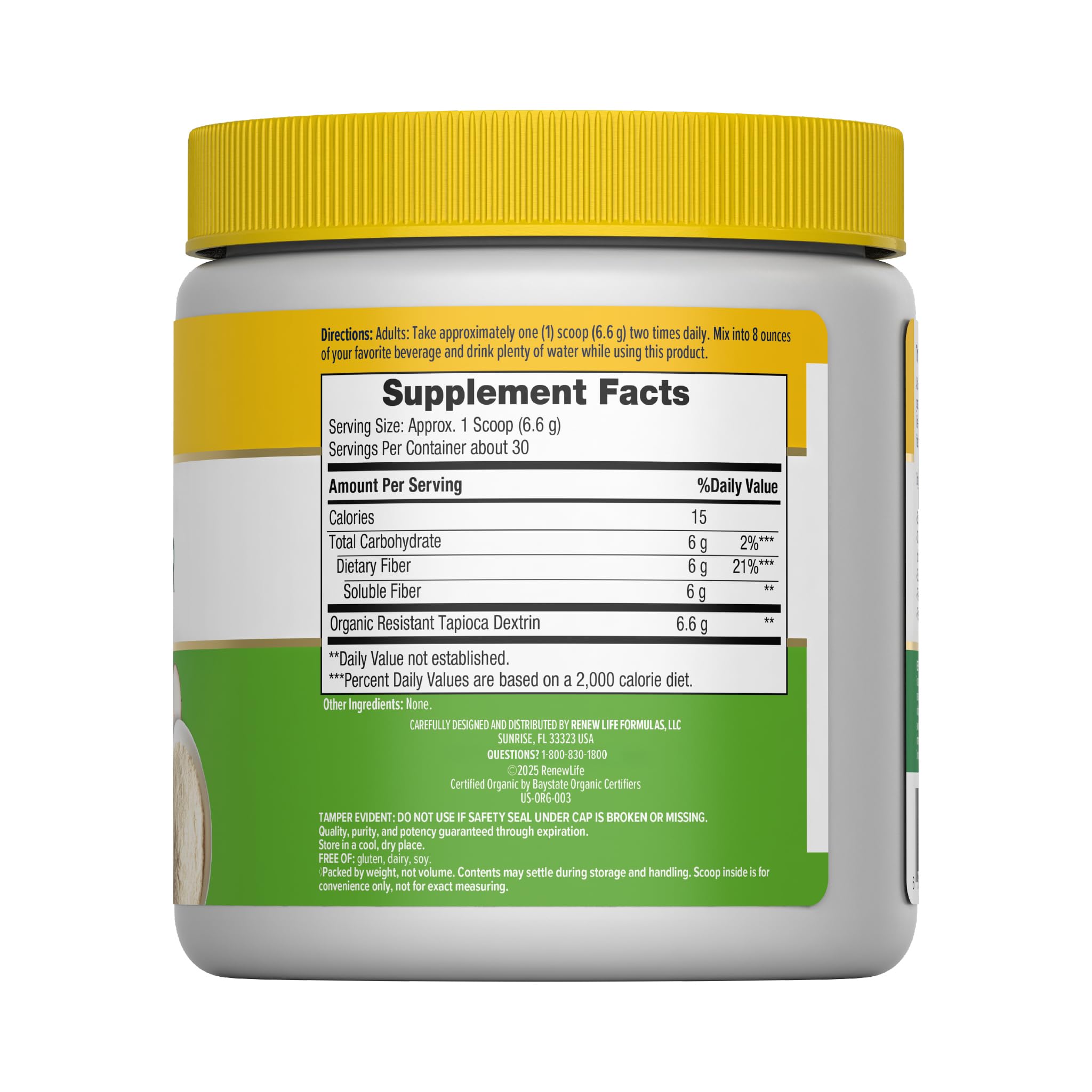 Renew Life Organic Prebiotic Fiber Supplement 200g packaging