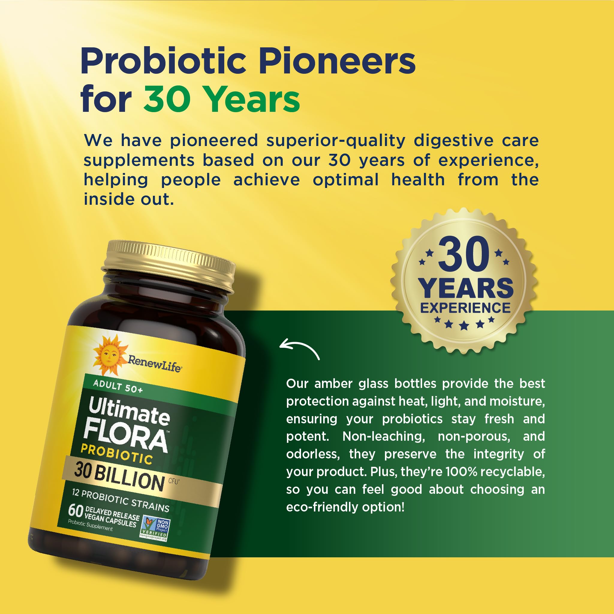 Renew Life Probiotic Adult 50 Plus Capsules 60 Count capsules on a table