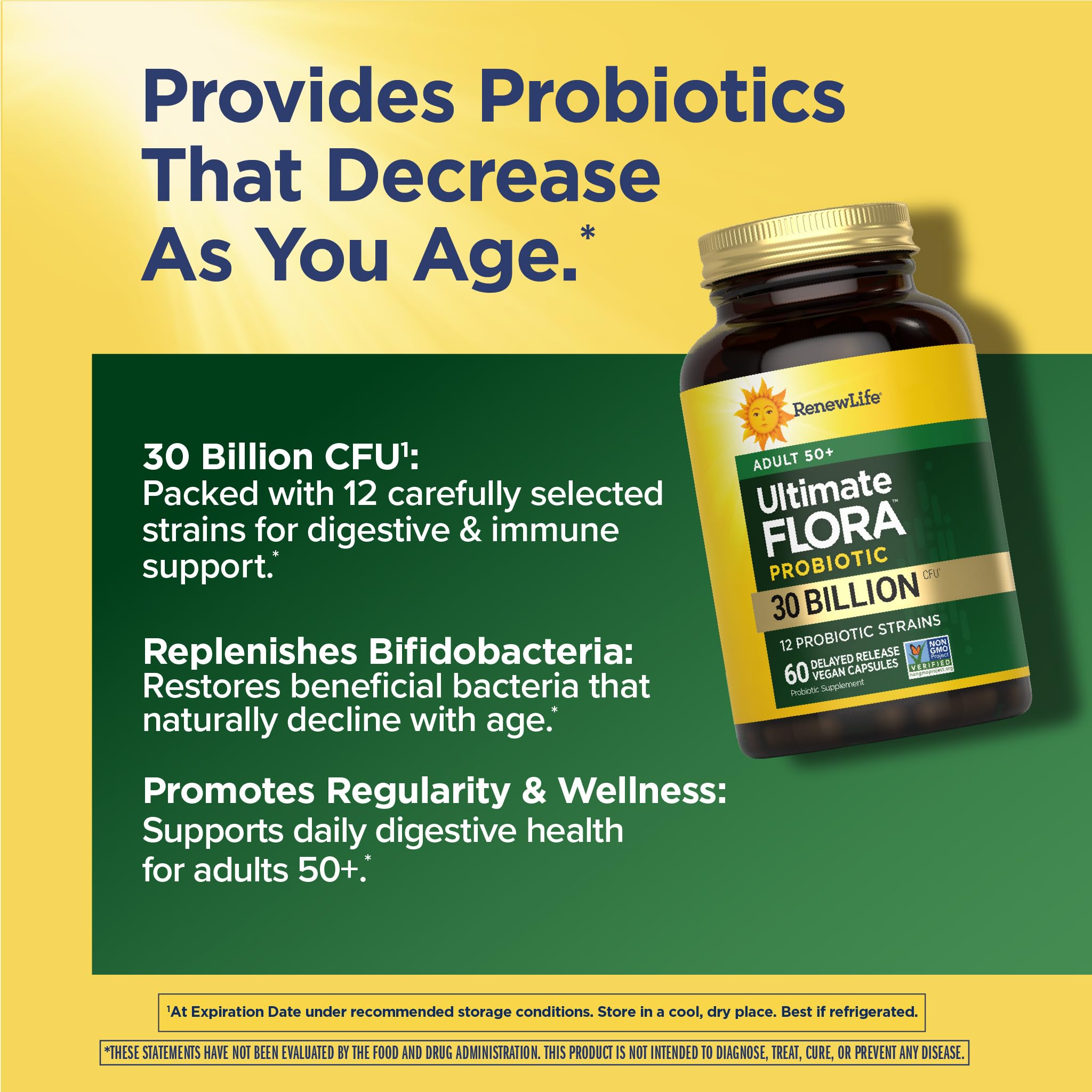 Renew Life Probiotic Adult 50 Plus Capsules 60 Count opened bottle