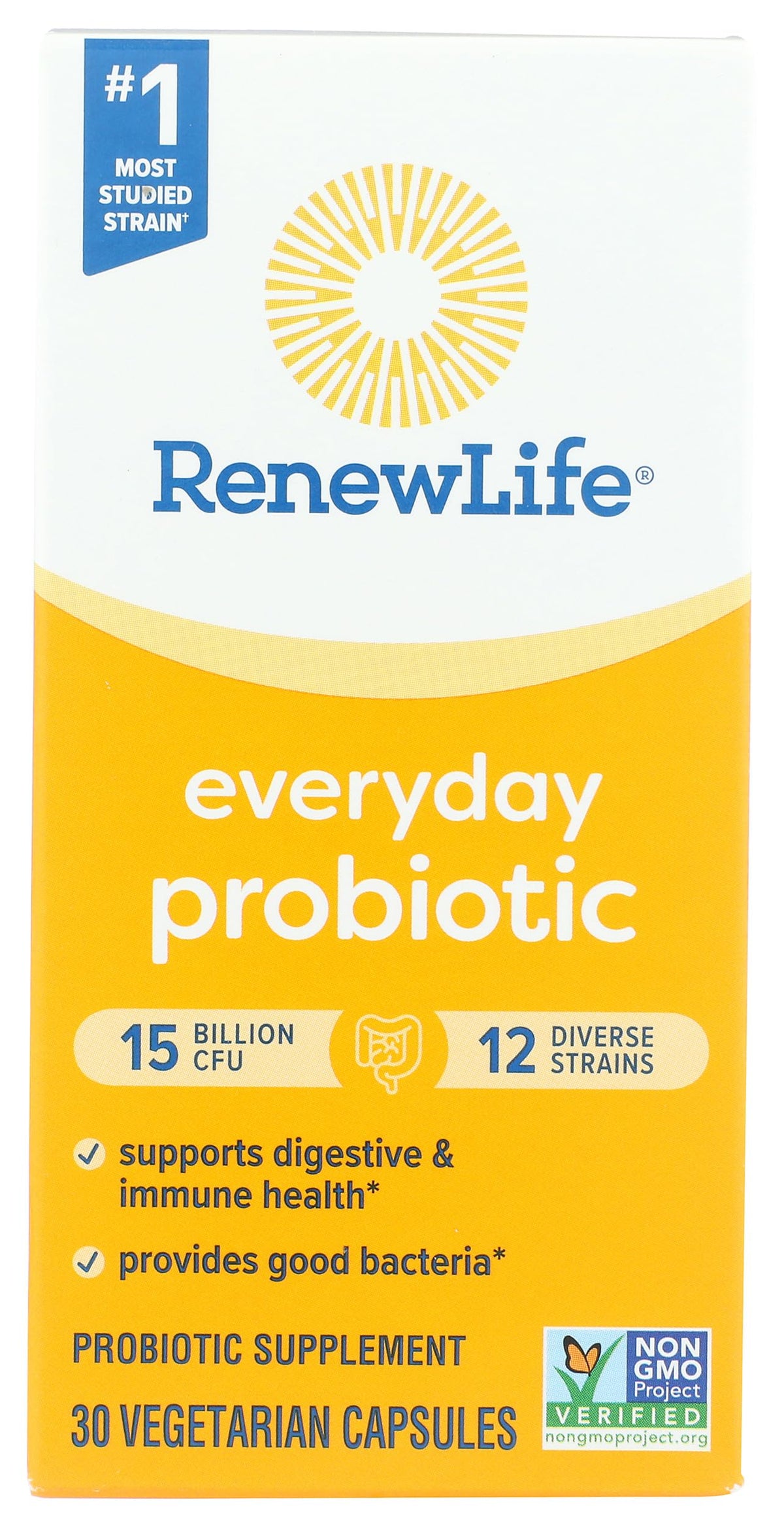 Renew Life Probiotic Capsules front view with packaging