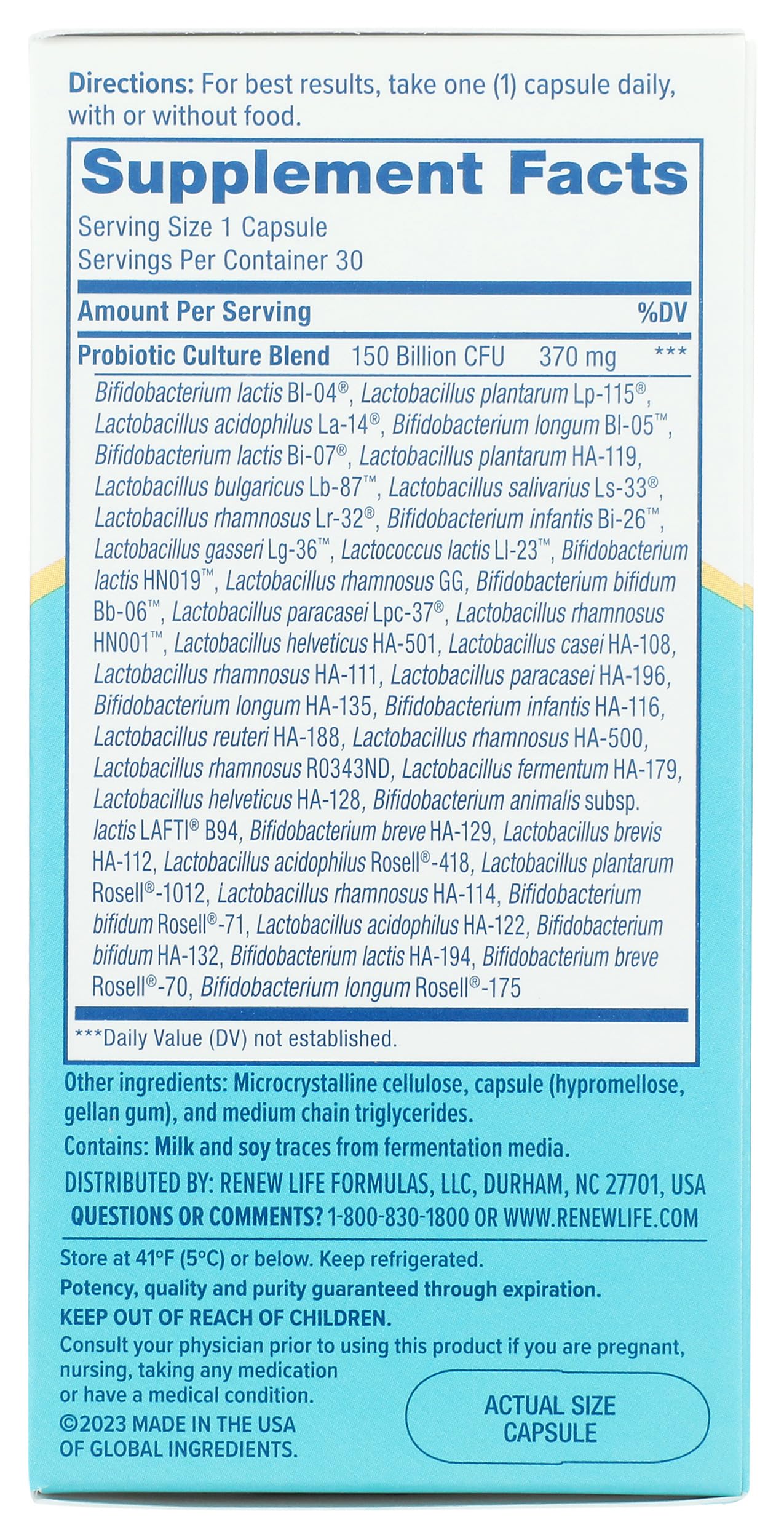 Renew Life Probiotic Supplement with a measuring spoon