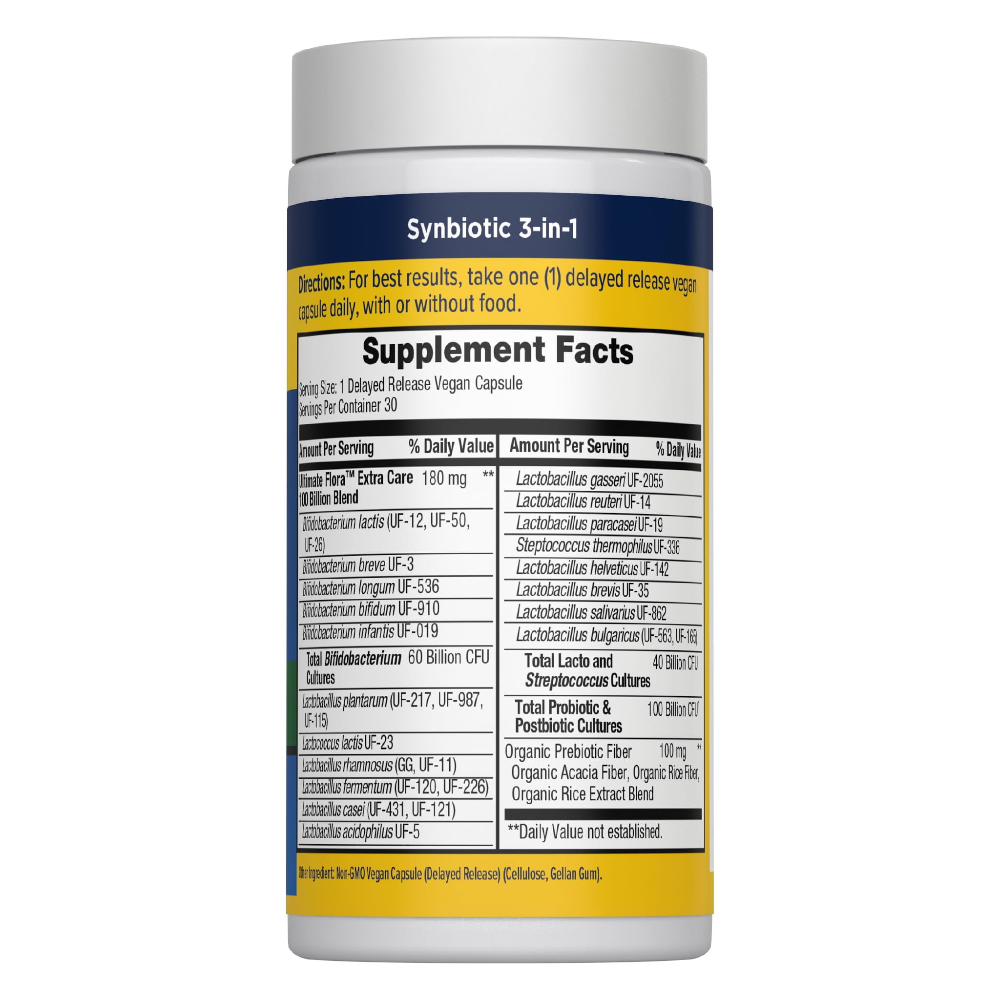 Renew Life Ultimate Care Probiotic Capsules bottle side view