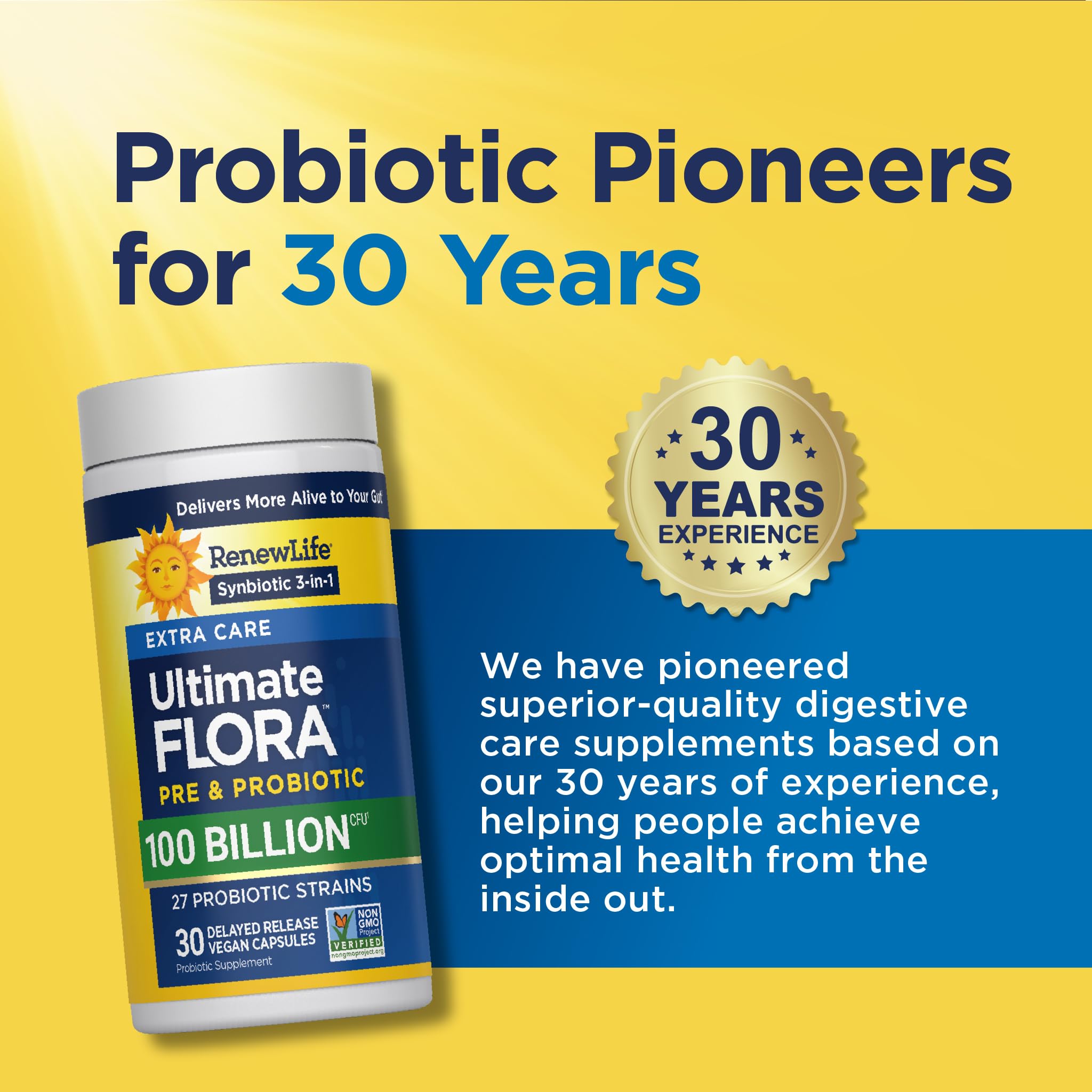 Renew Life Ultimate Care Probiotic Capsules opened bottle