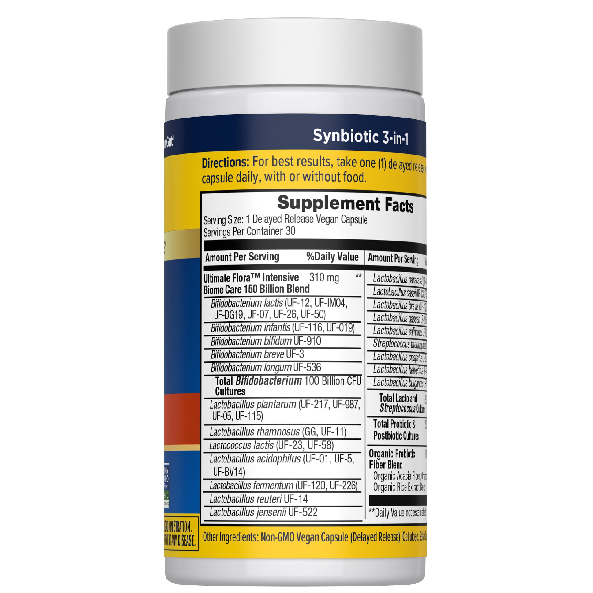 Renew Life Ultimate Care Probiotic side view of capsules