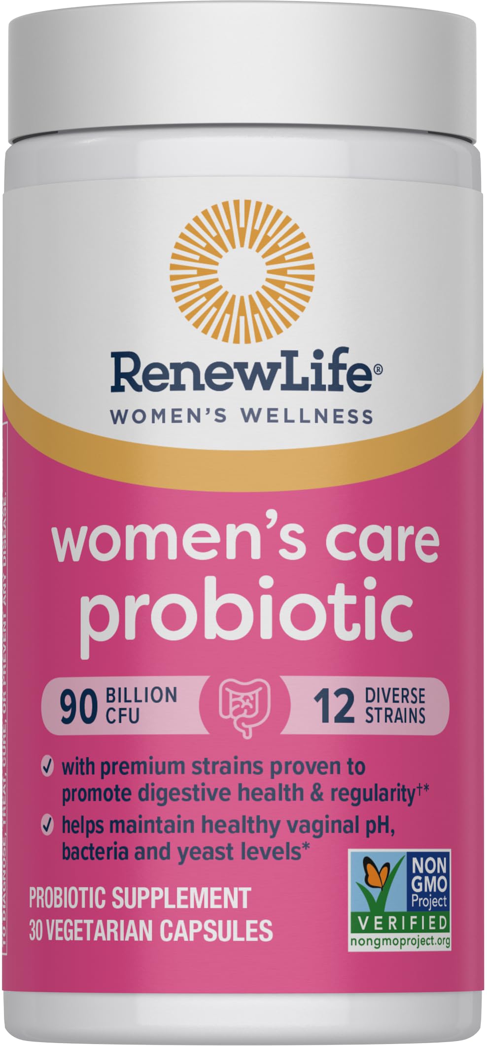 Renew Life Women's Care Probiotic Capsules 90 Billion CFU bottle with capsules