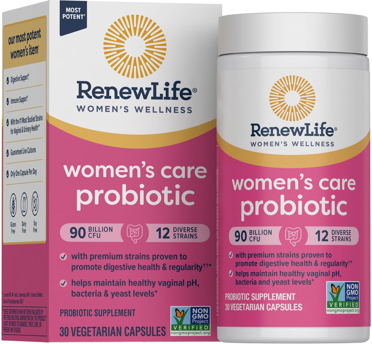 Renew Life Women's Care Probiotic Capsules 90 Billion CFU front view