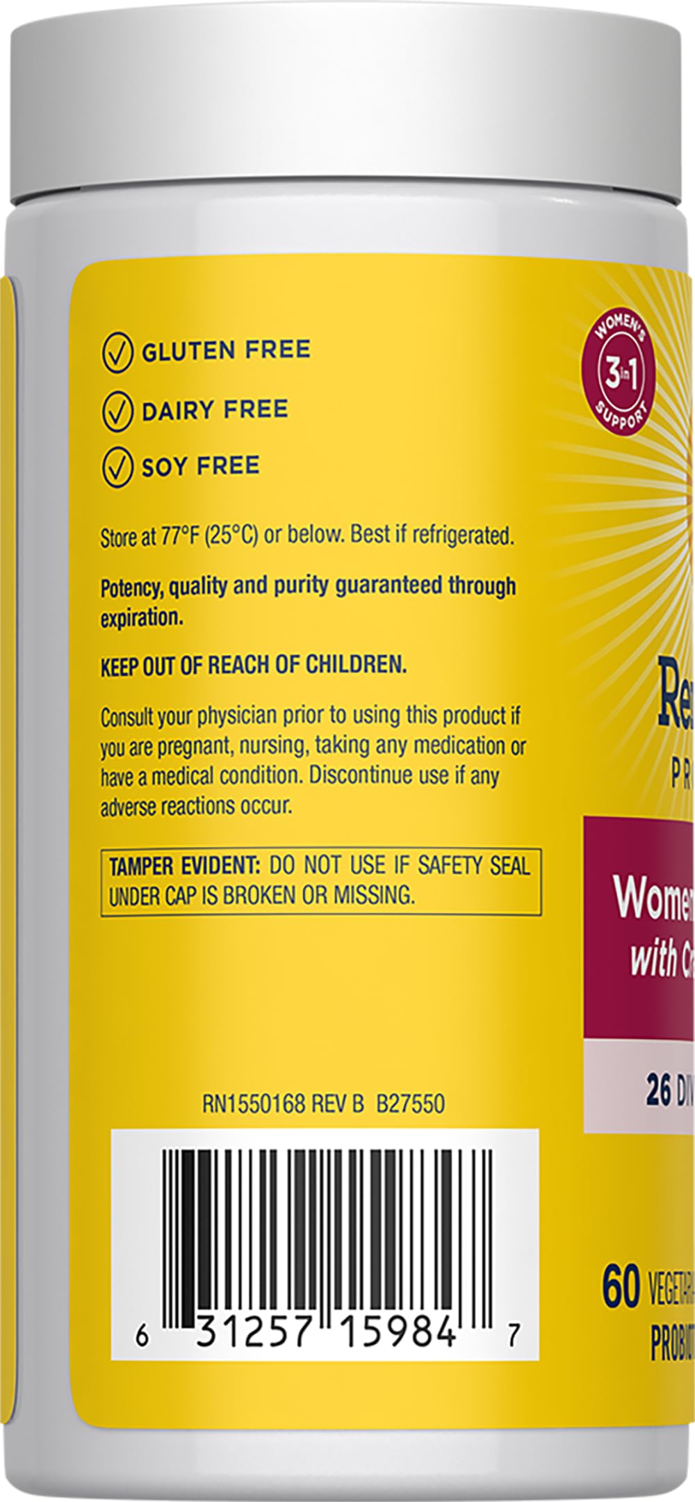 Renew Life Women's Daily Probiotic + Prebiotics 60 CT capsule close-up