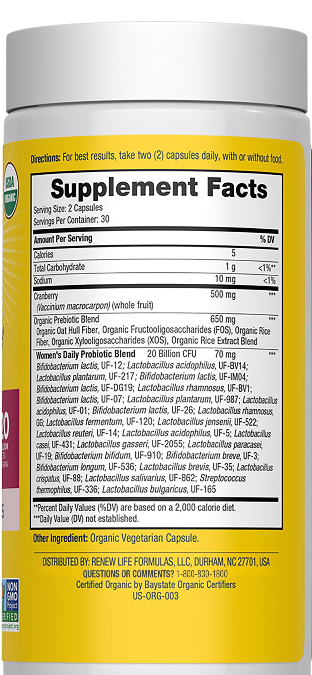 Renew Life Women's Daily Probiotic + Prebiotics 60 CT side view