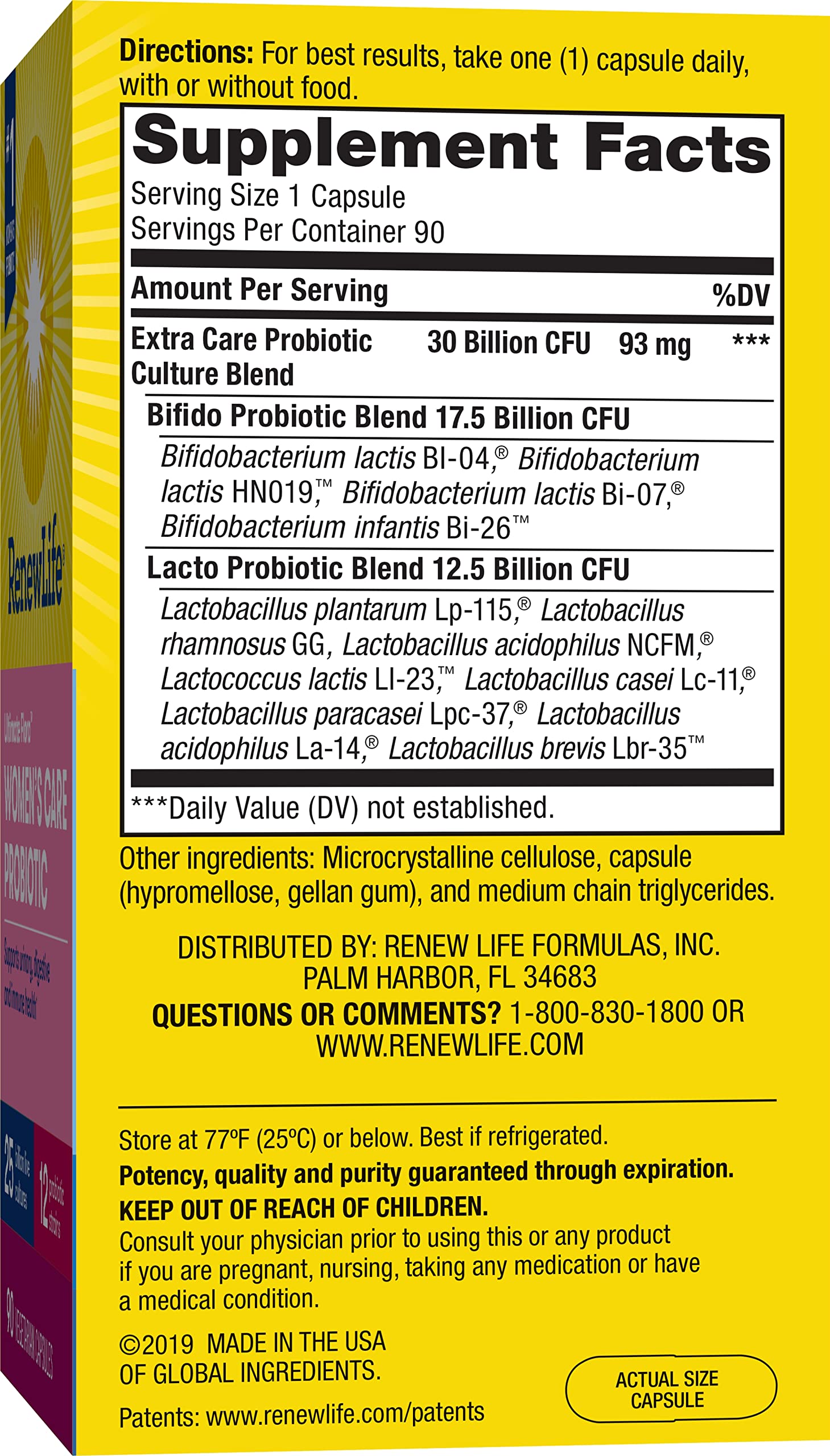 Renew Life Womens Care Probiotic with a glass of water