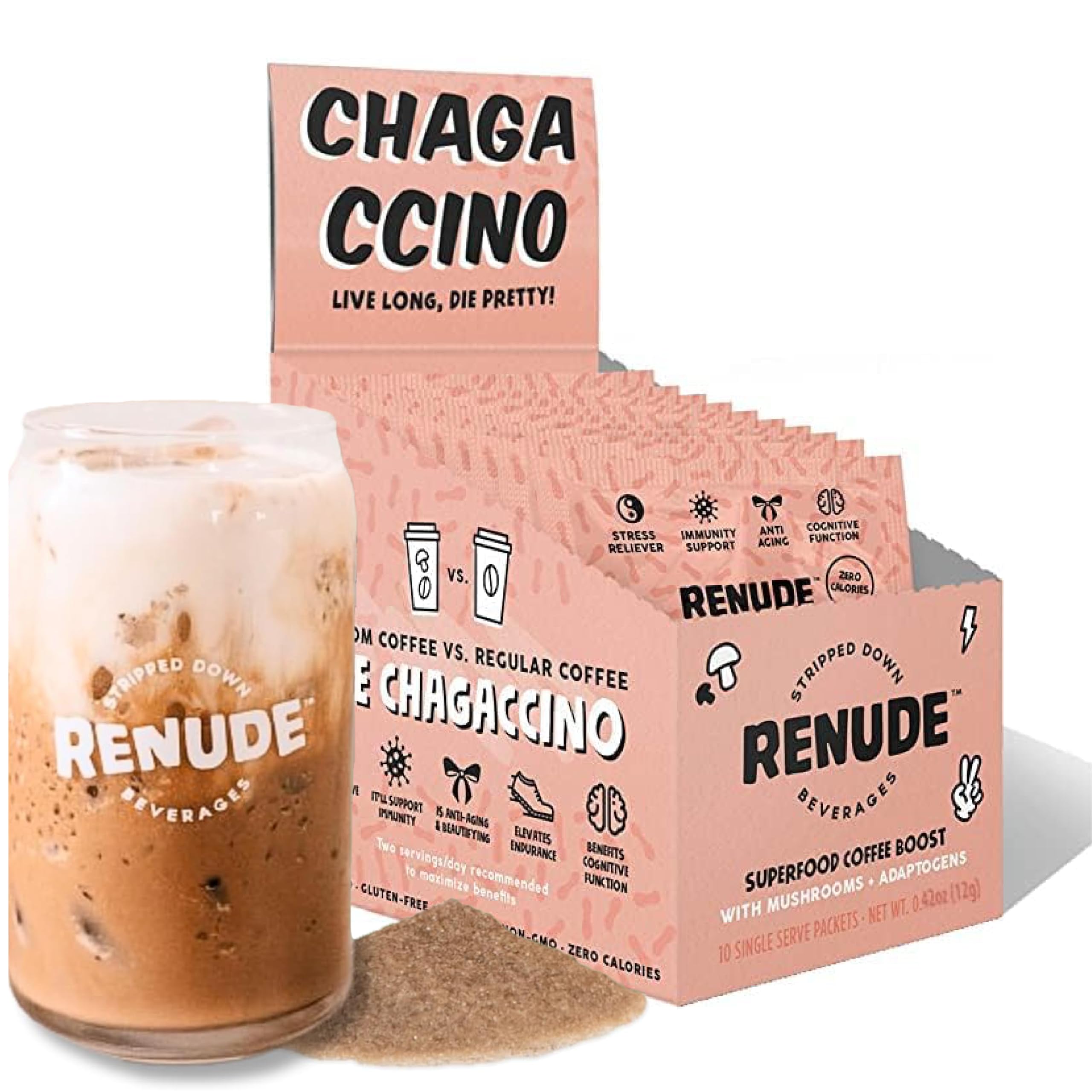 Renude Chagaccino Mushroom Powder packaging front view