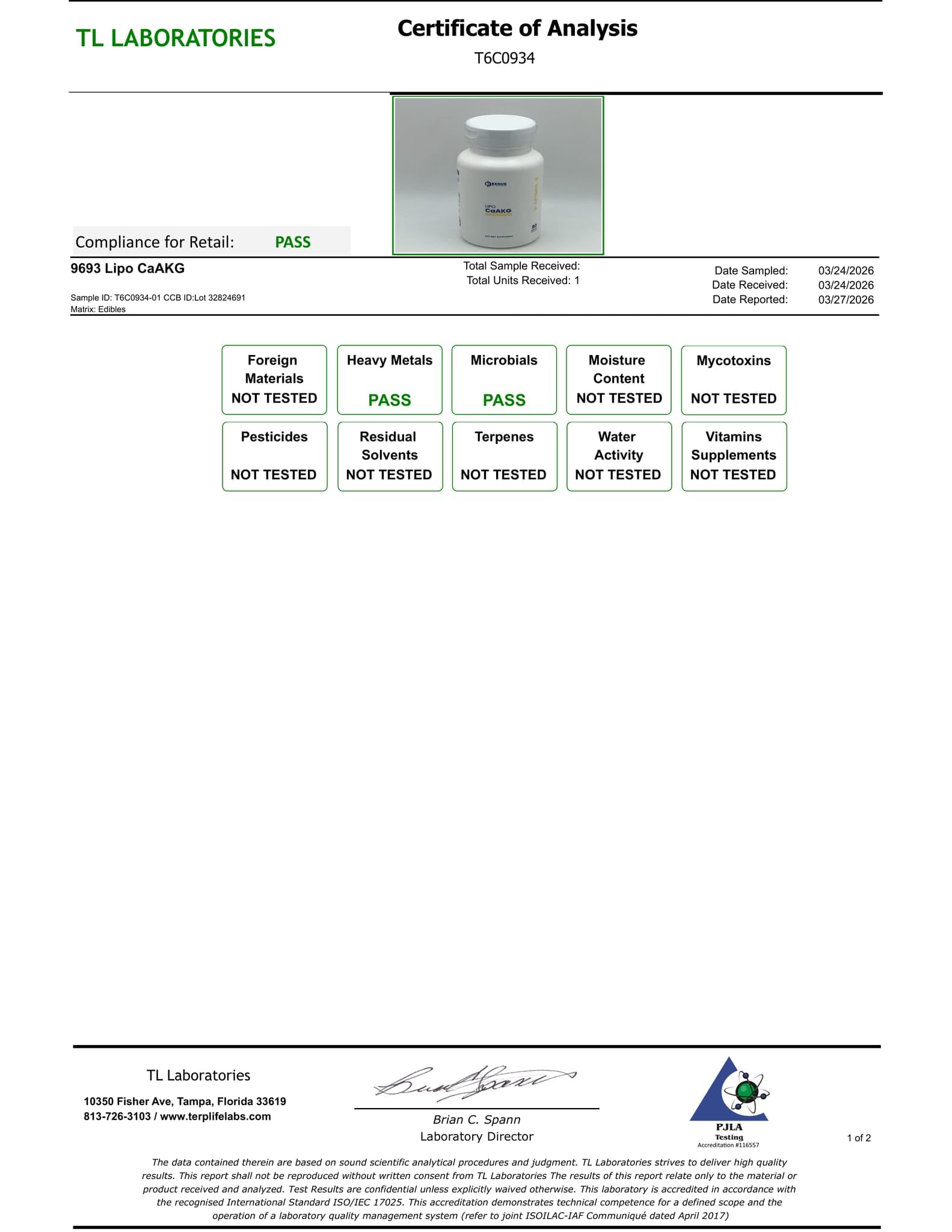 Renue By Science LIPO CaAKG supplement with measuring scoop