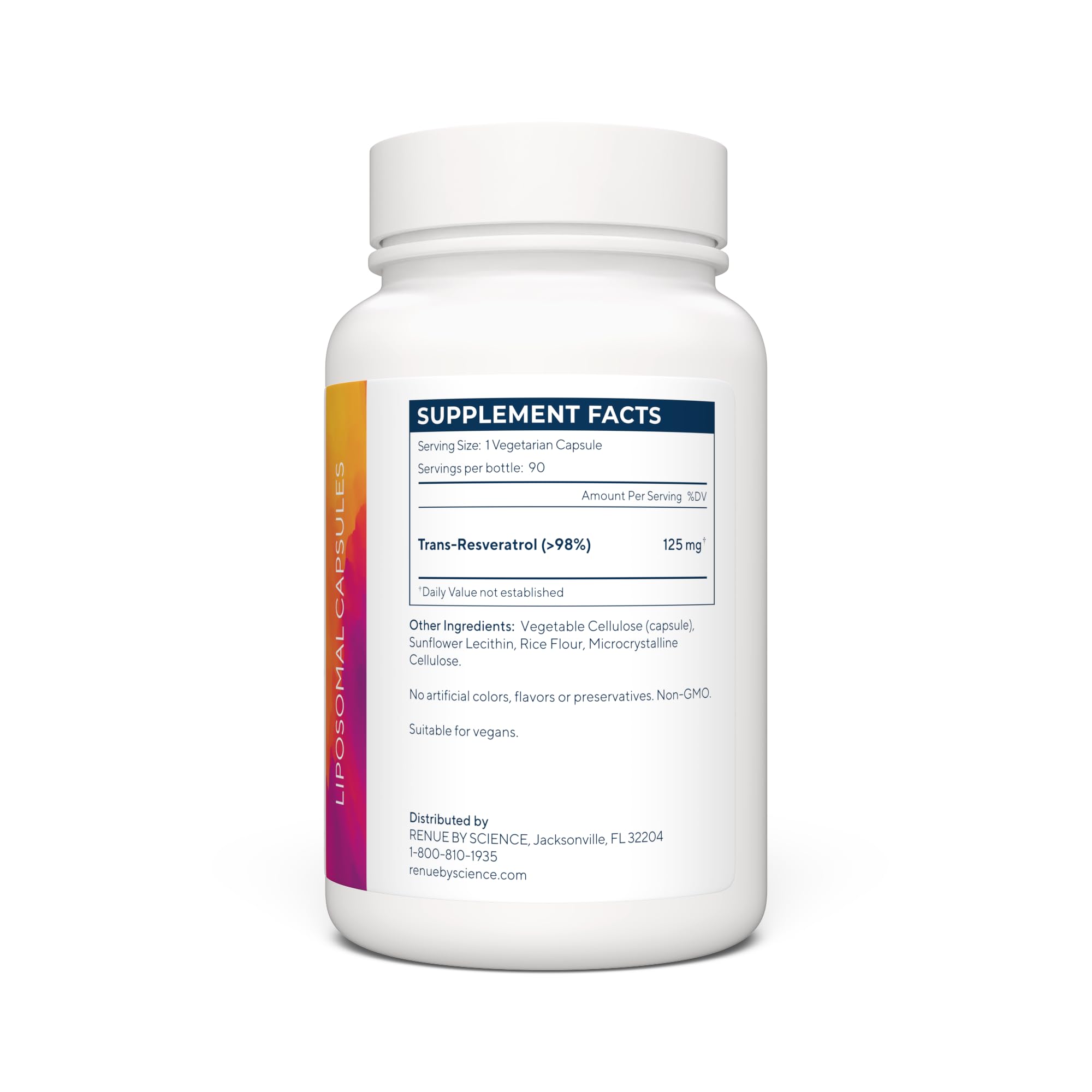 Renue By Science Resveratrol Supplement 125mg capsules in a hand