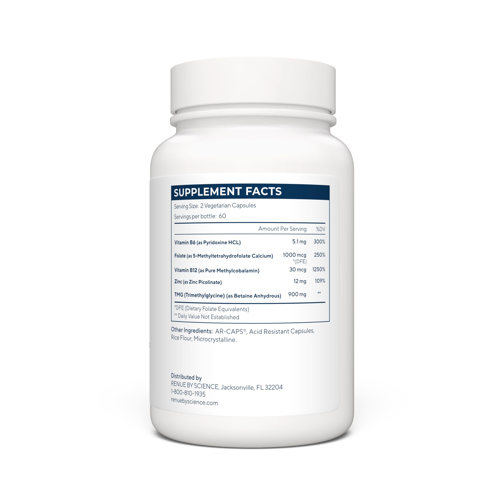 Renue By Science TMG Methylation Essentials 900mg side view