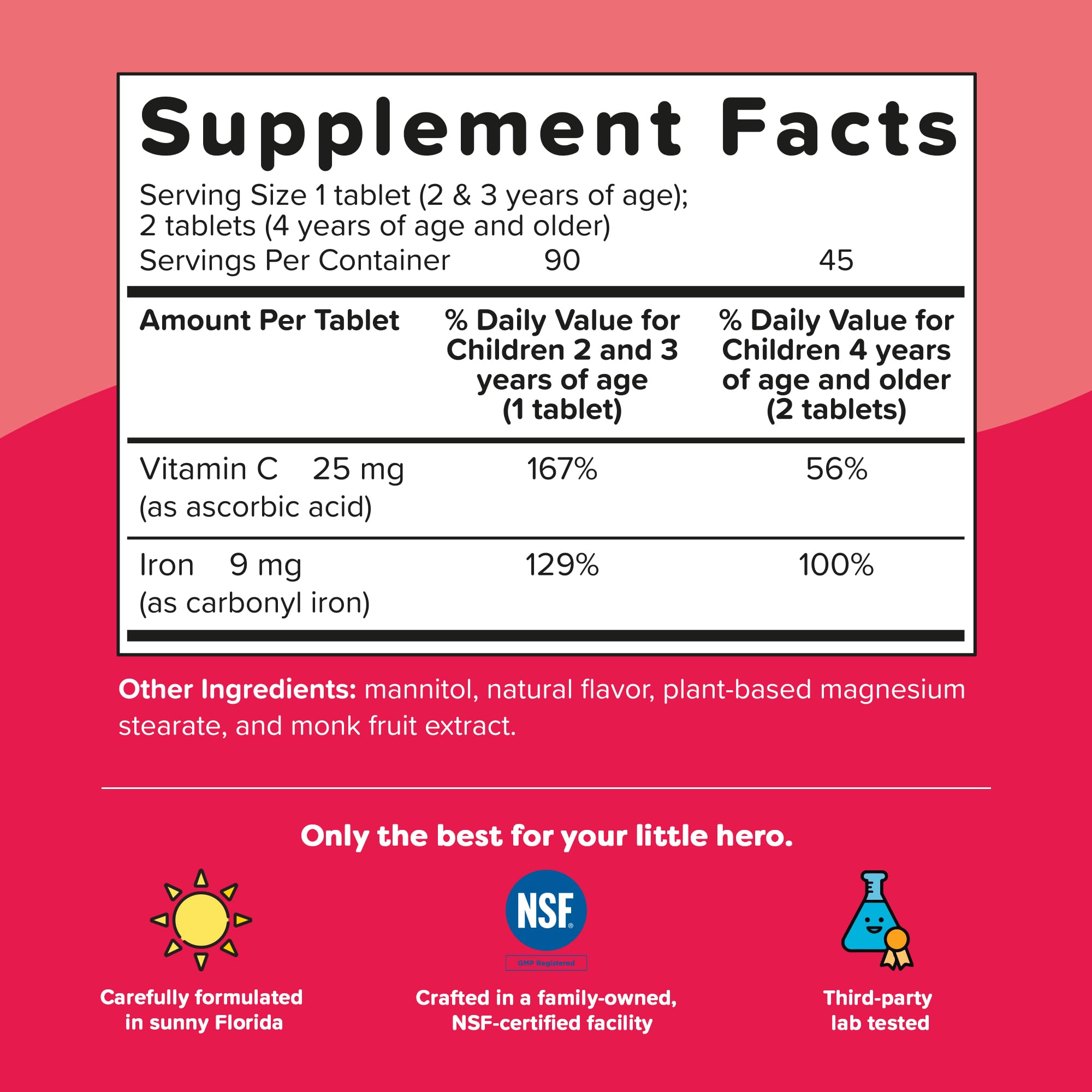 Renzo's Melty Kids Iron Supplement on a kitchen counter