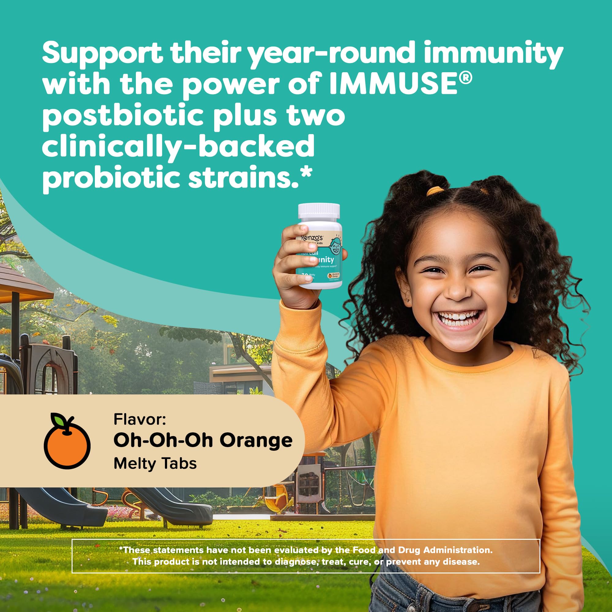 Renzo's Roll Call daily wellness Melty Vitamins for Kids tablet close-up