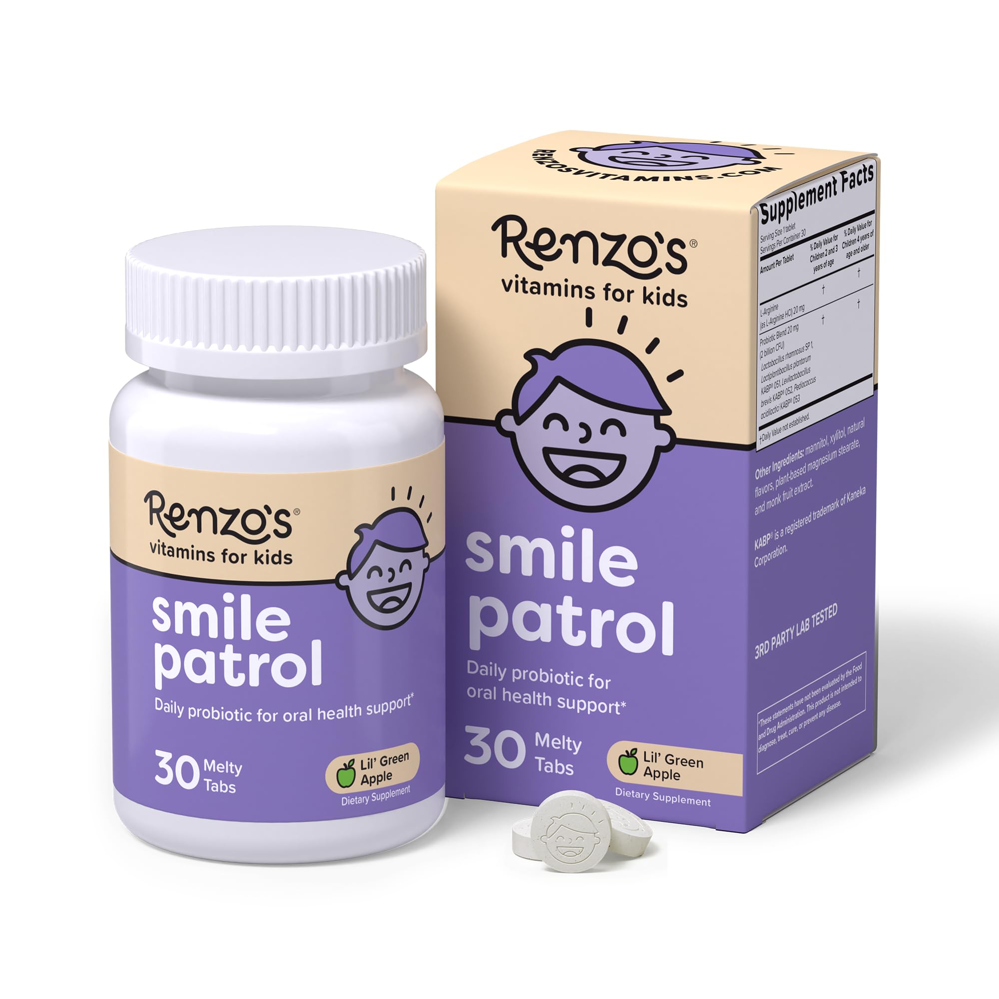 Renzo's Smile Patrol Kids Probiotic 50g front view packaging