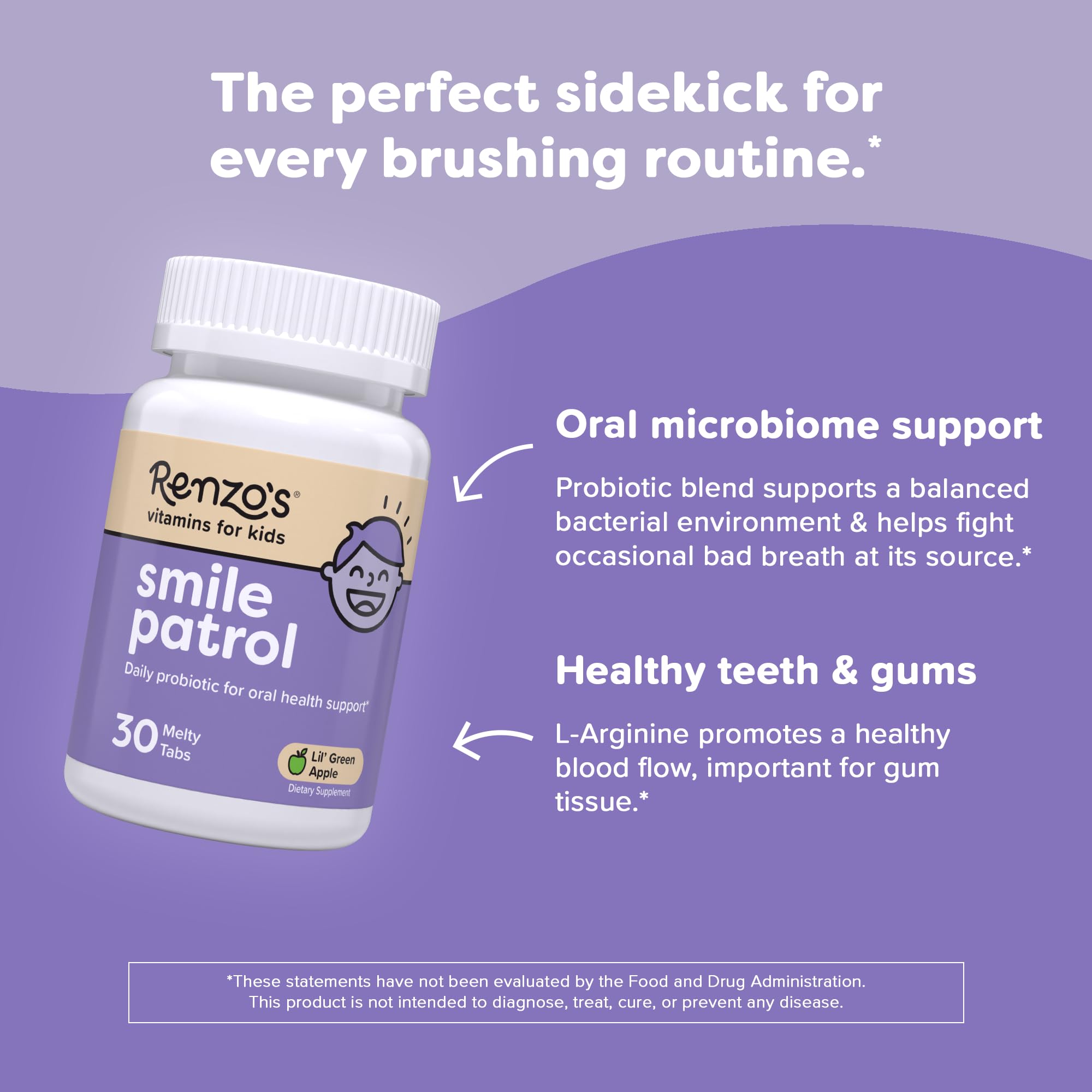 Renzo's Smile Patrol Kids Probiotic 50g Lil' Green Apple flavour
