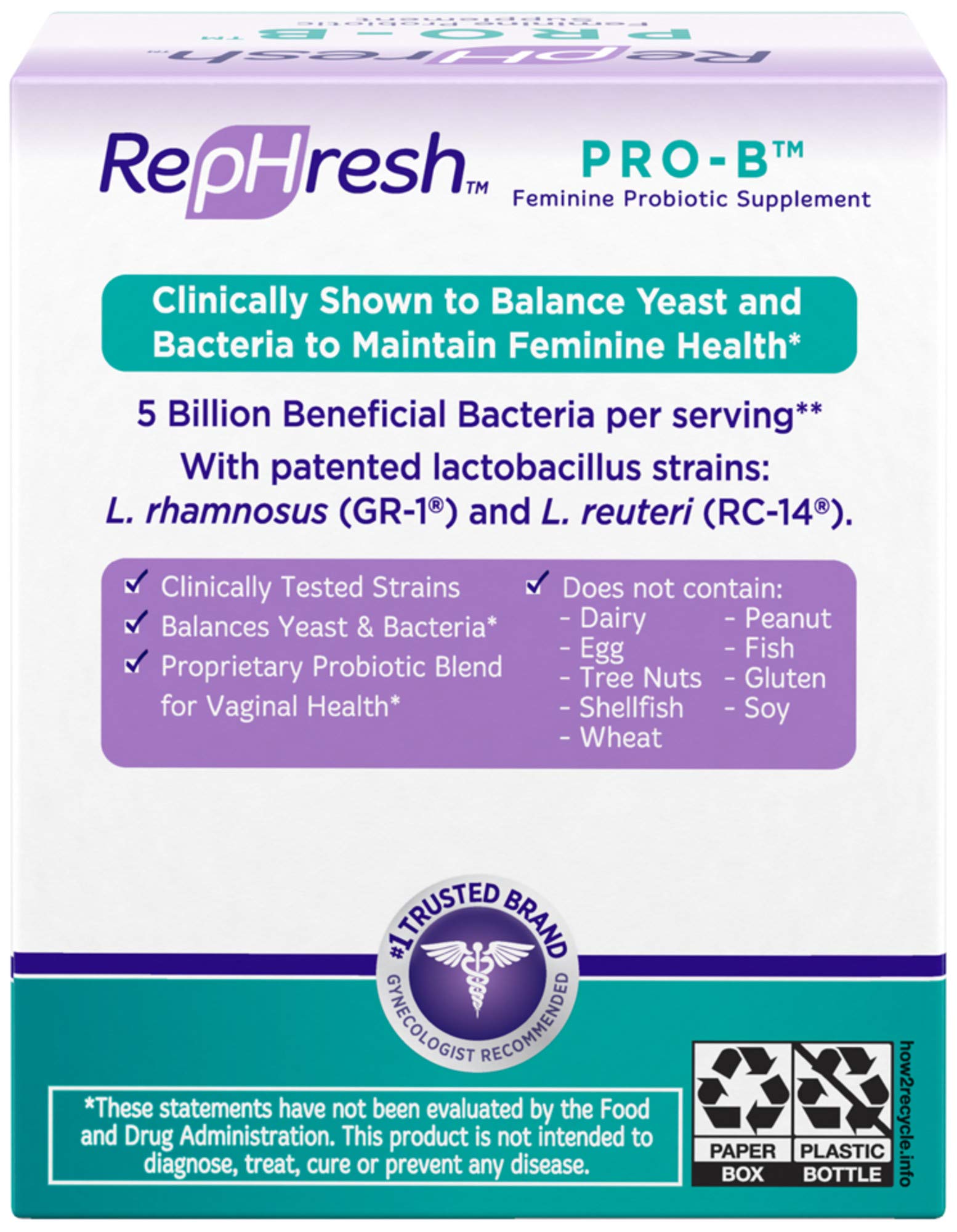 Rephresh Multivitamins side view showing ingredients