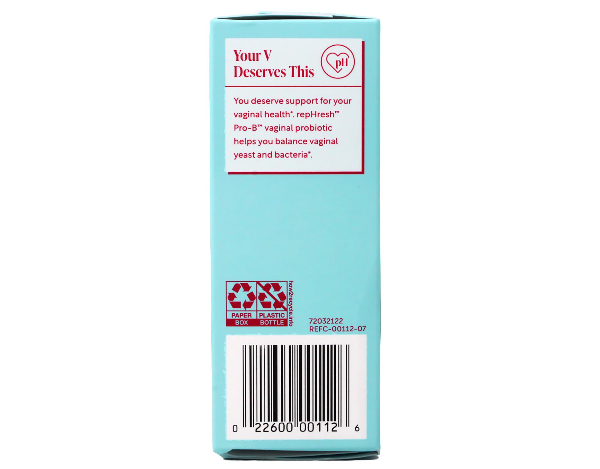 Rephresh Pro-B Probiotic Feminine Supplement capsules in hand