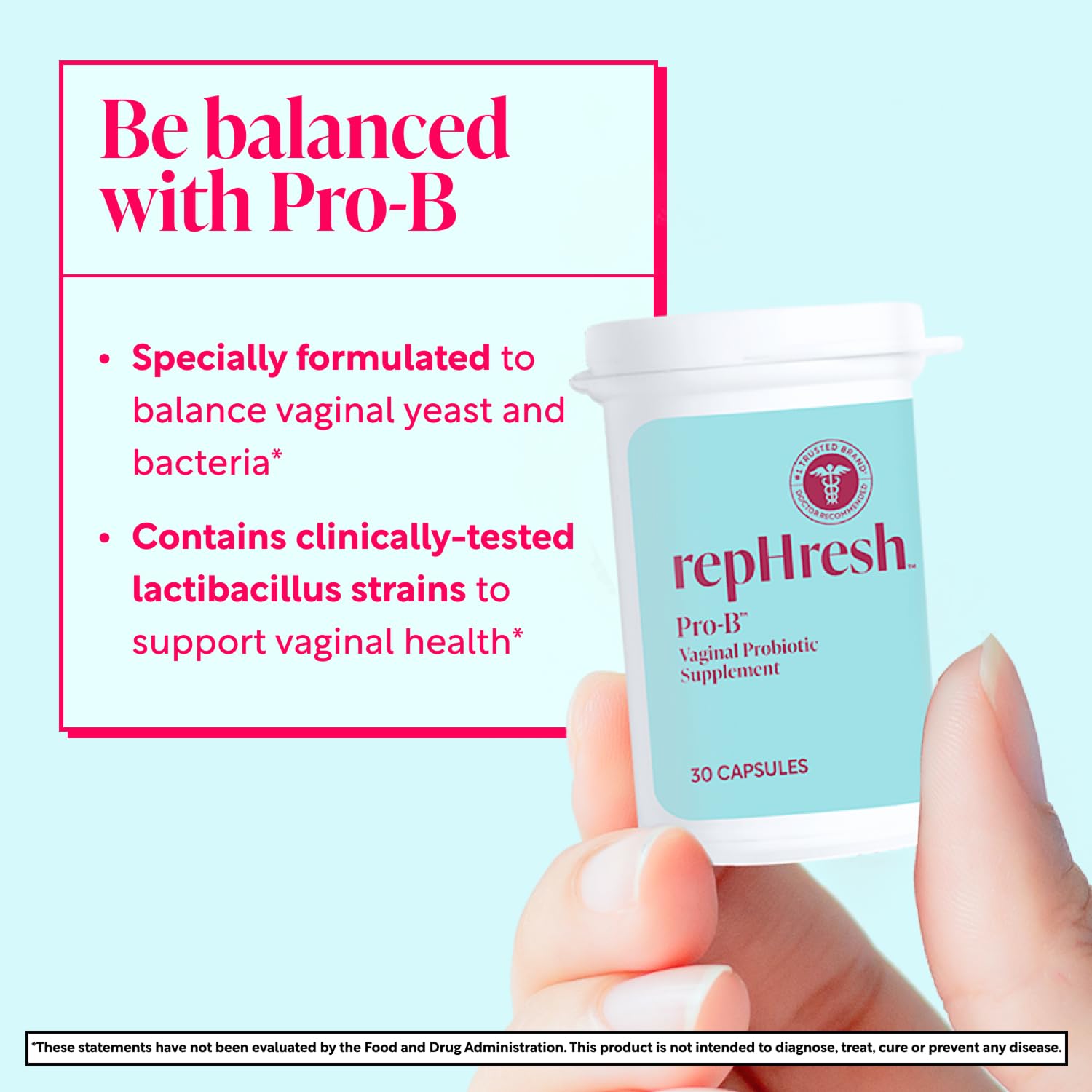 Rephresh Pro-B Women's Probiotic packaging side view