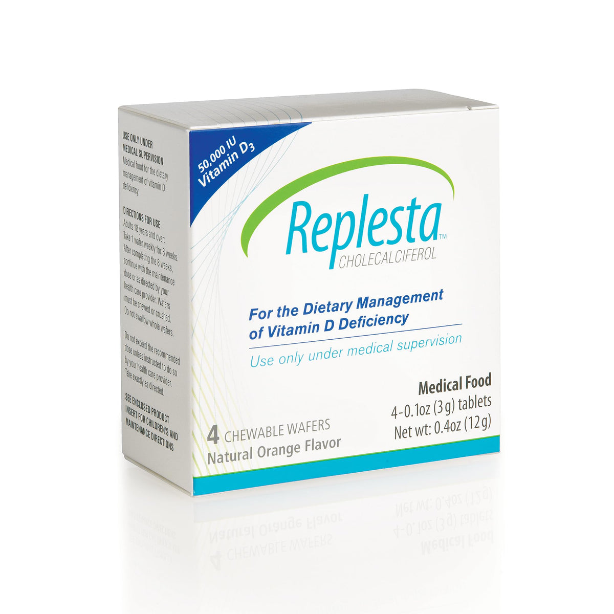 Replesta Chewable Vitamin D3 50,000 IU box front view