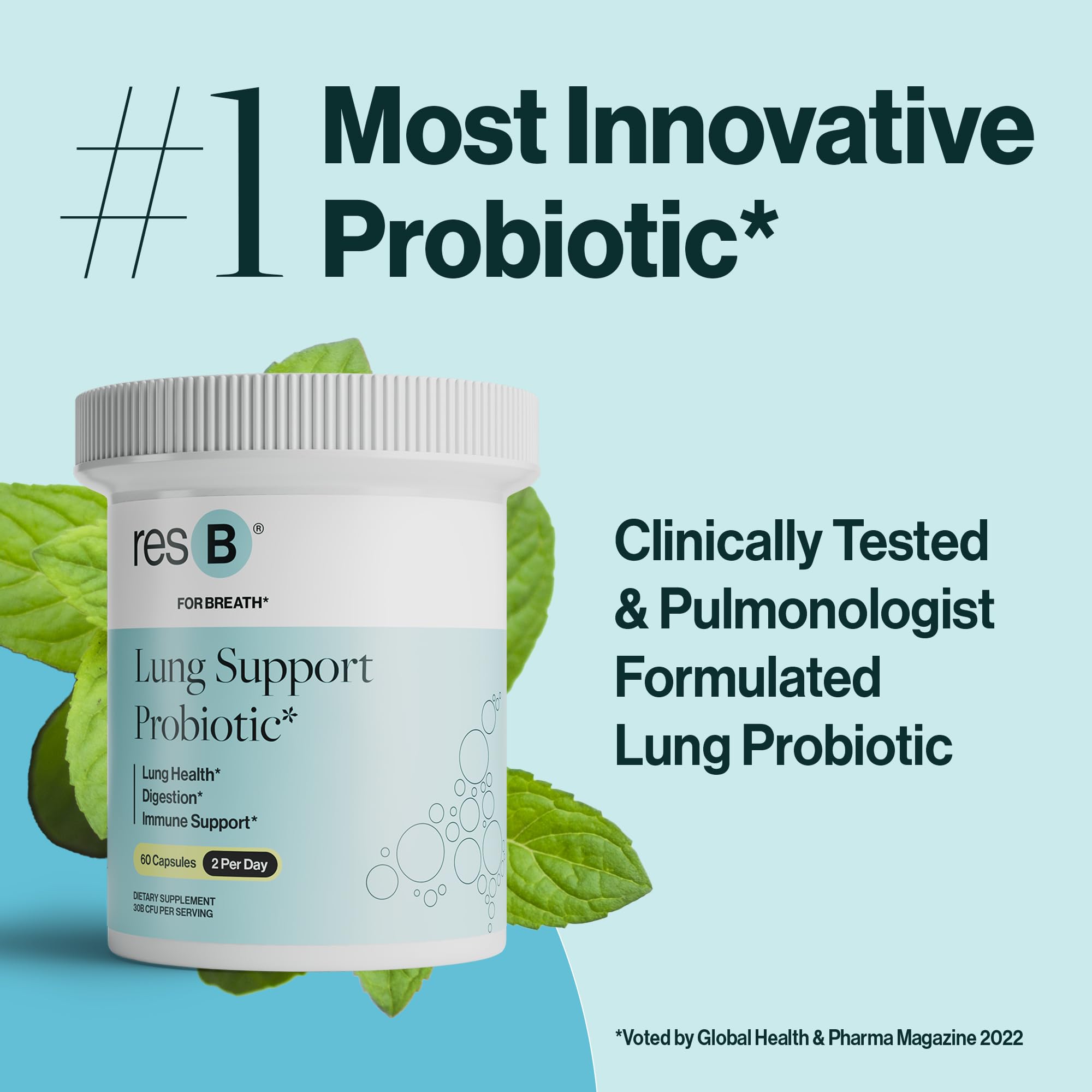 ResBiotic Lung Support Probiotic Capsules bottle with label