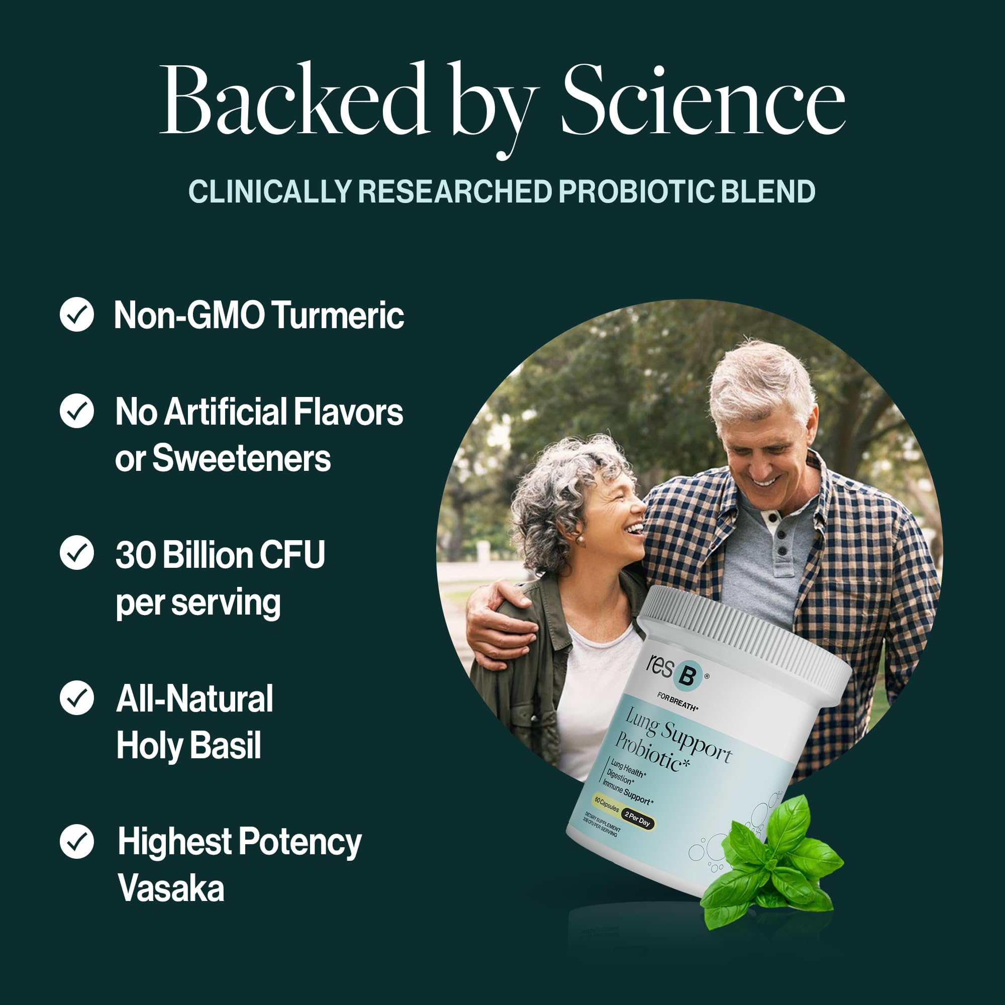 ResBiotic Lung Support Probiotic Capsules on a wooden table