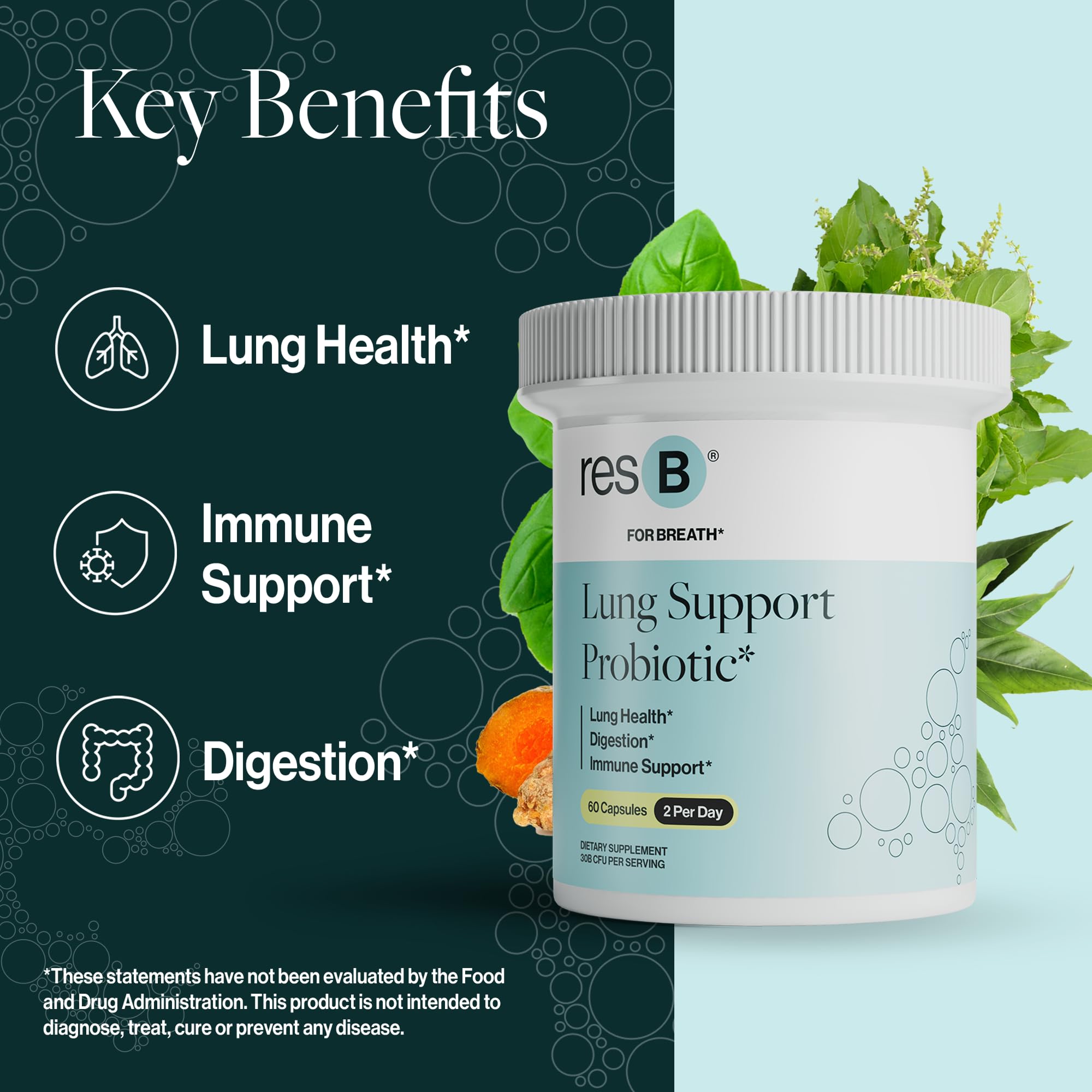ResBiotic Lung Support Probiotic Capsules side view