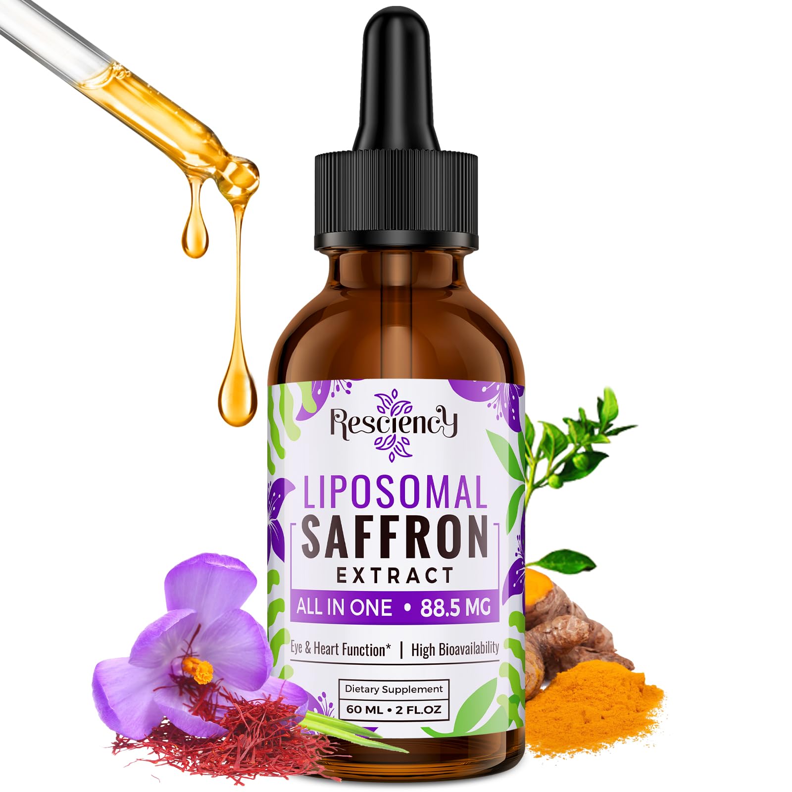 Resciency Liposomal Saffron Extract Drops 140g front view