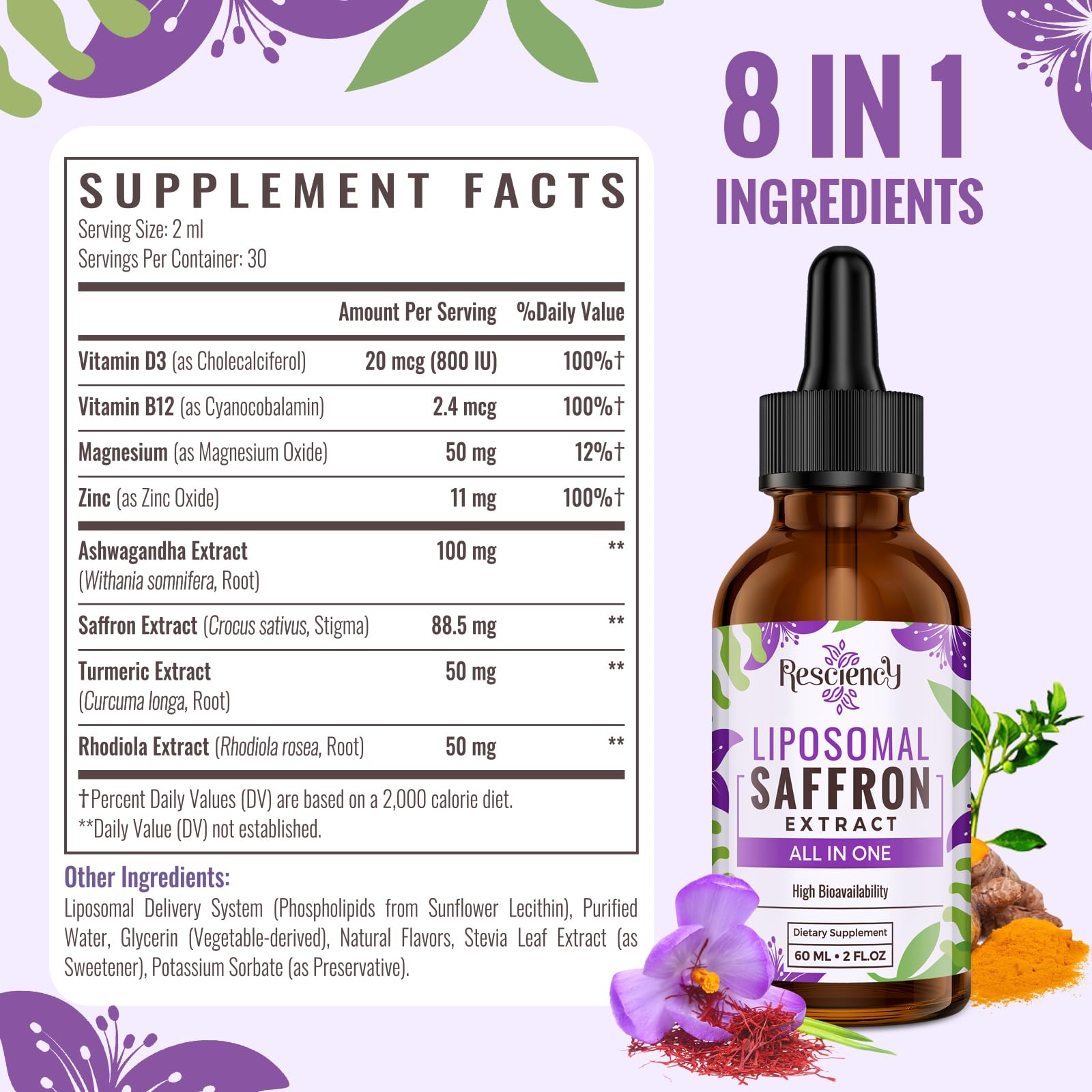 Resciency Liposomal Saffron Extract Drops packaging