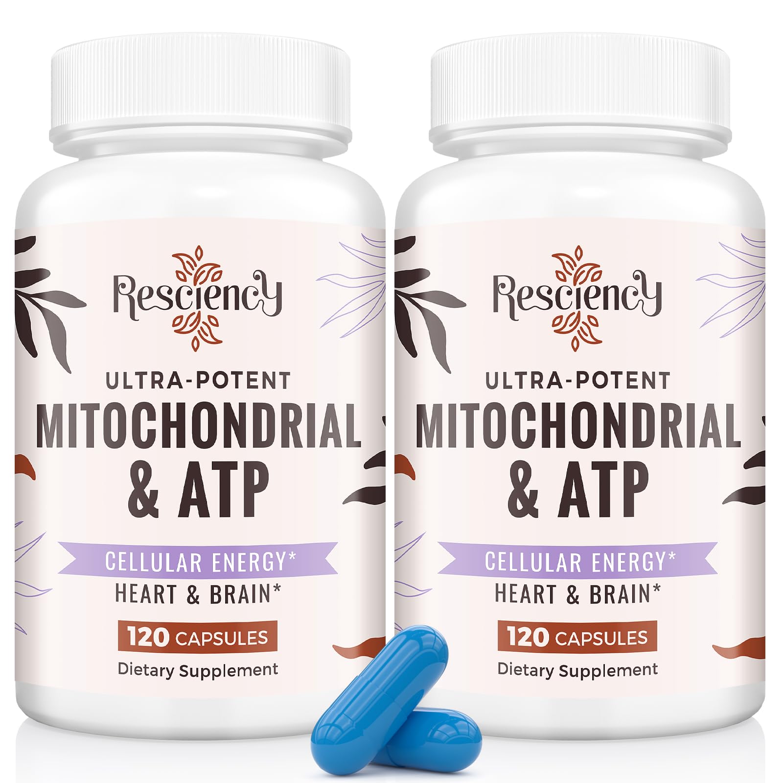 Resciency Mitochondrial Support Supplement front view with packaging