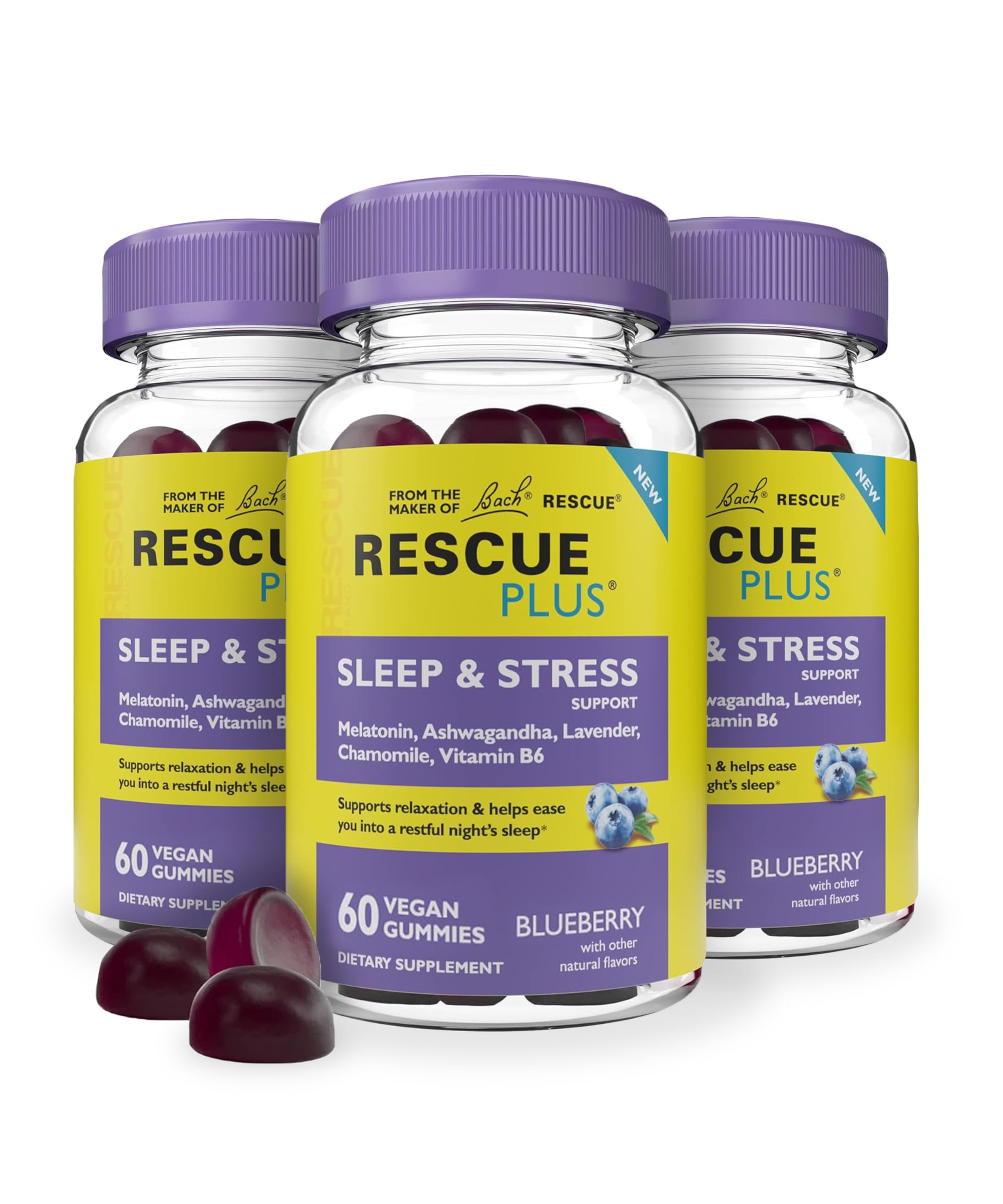 RESCUE Bach Plus Sleep & Stress Support Gummies front view packaging