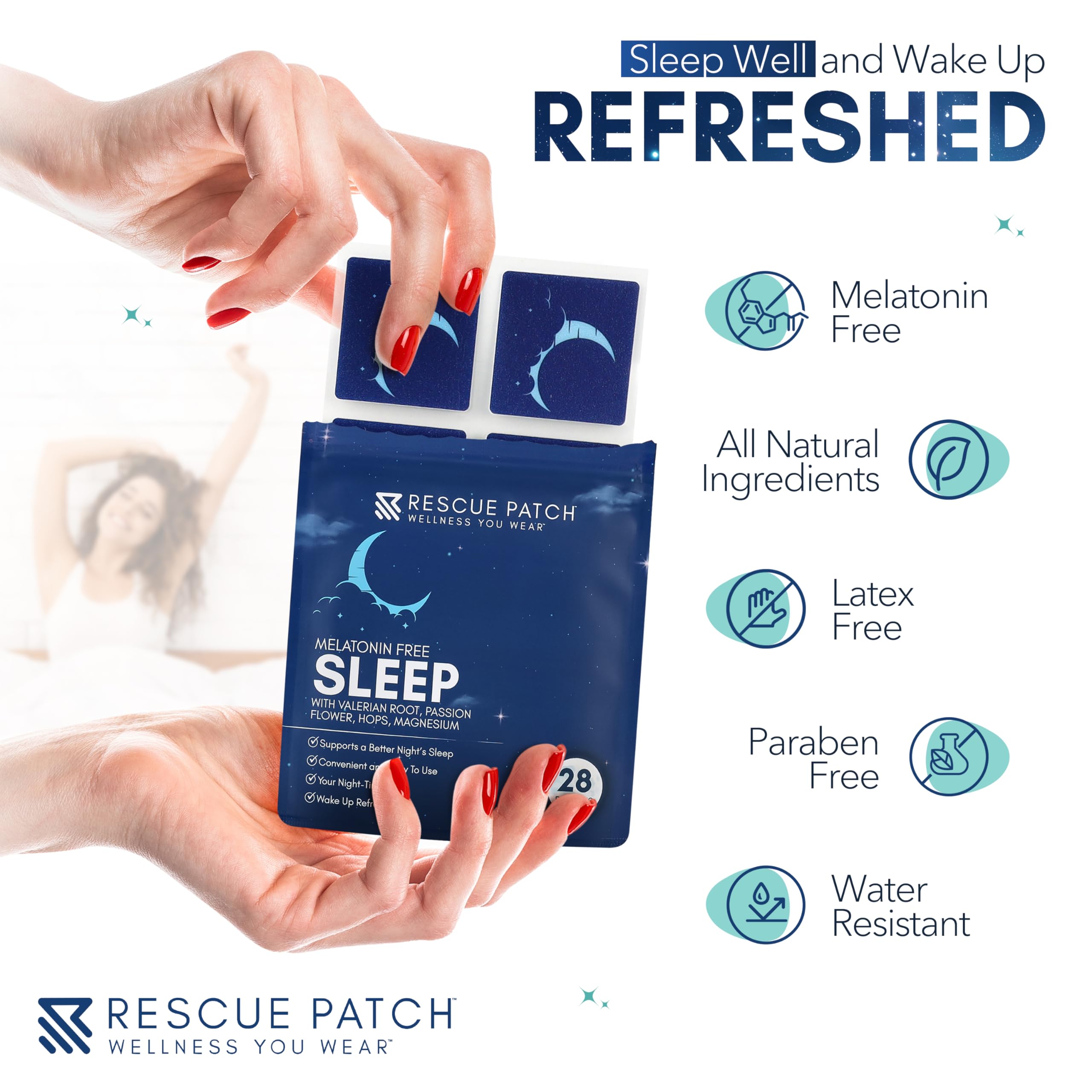 Rescue Patch Sleep Patches back view showing ingredients