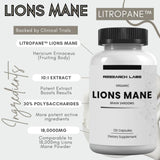 Research Labs Lion's Mane Mushroom Supplement side view with label