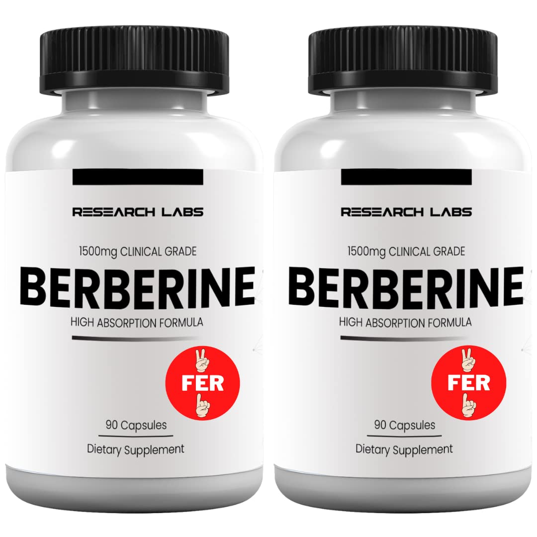 Research Labs Micronized Berberine Supplement 180 capsules front view