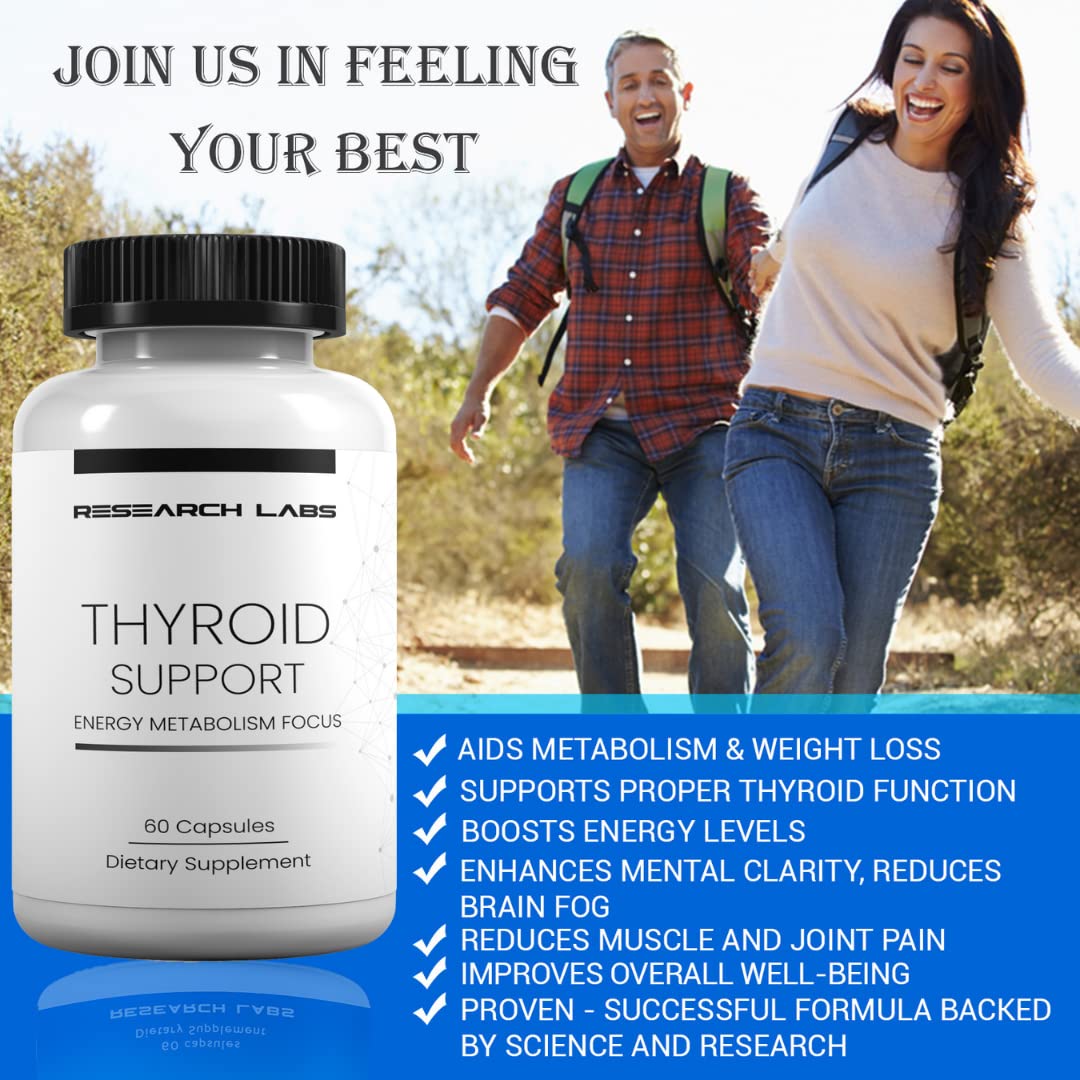 Research Labs Thyroid Extract Supplement capsules in a bowl