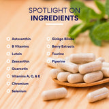 Research Verified Eye Health Supplement on a wooden table