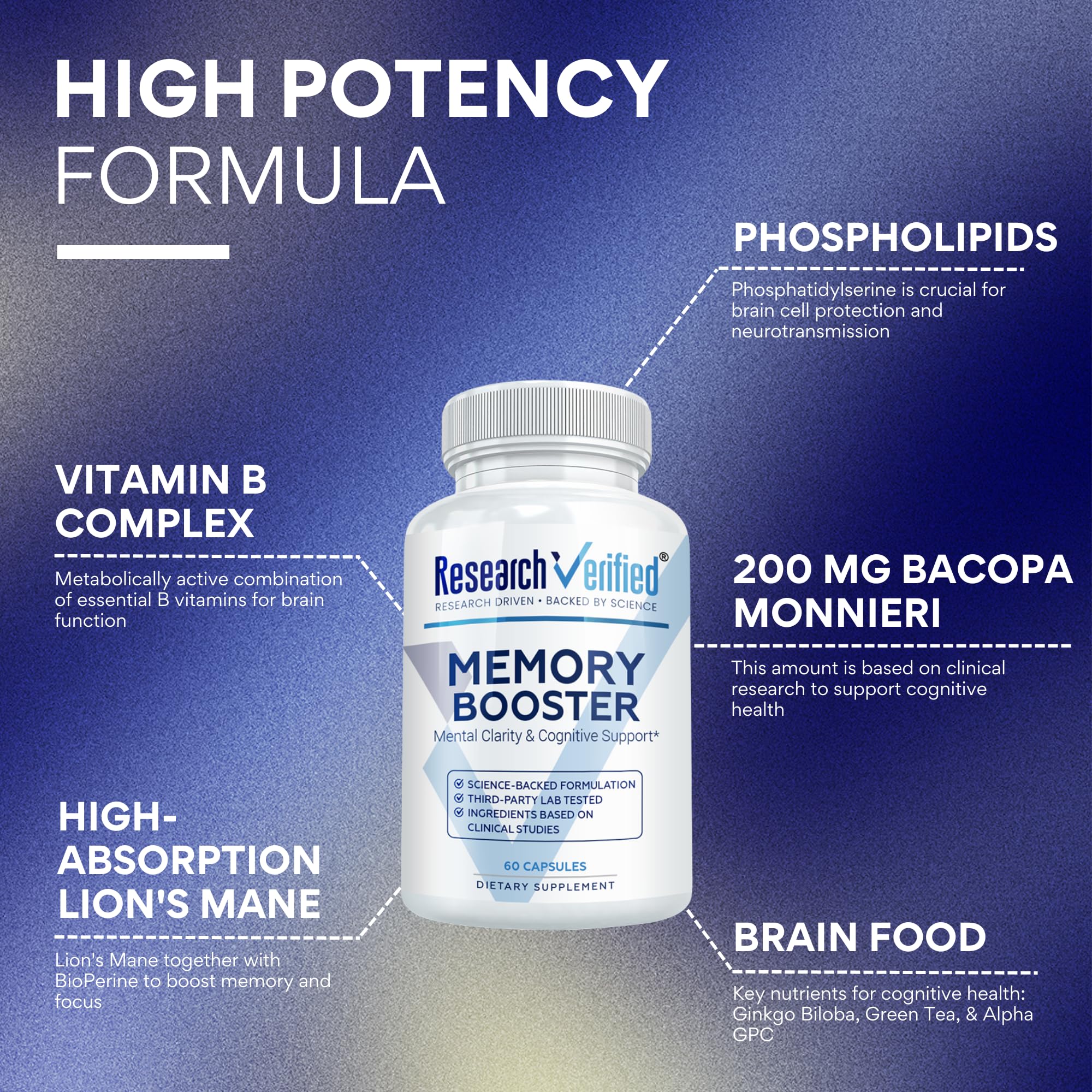 Research Verified Memory support Ginkgo Biloba bottle with label