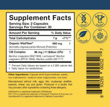 Researched Nutritionals CoreBiotic Prebiotic Probiotic Capsules ingredients close-up